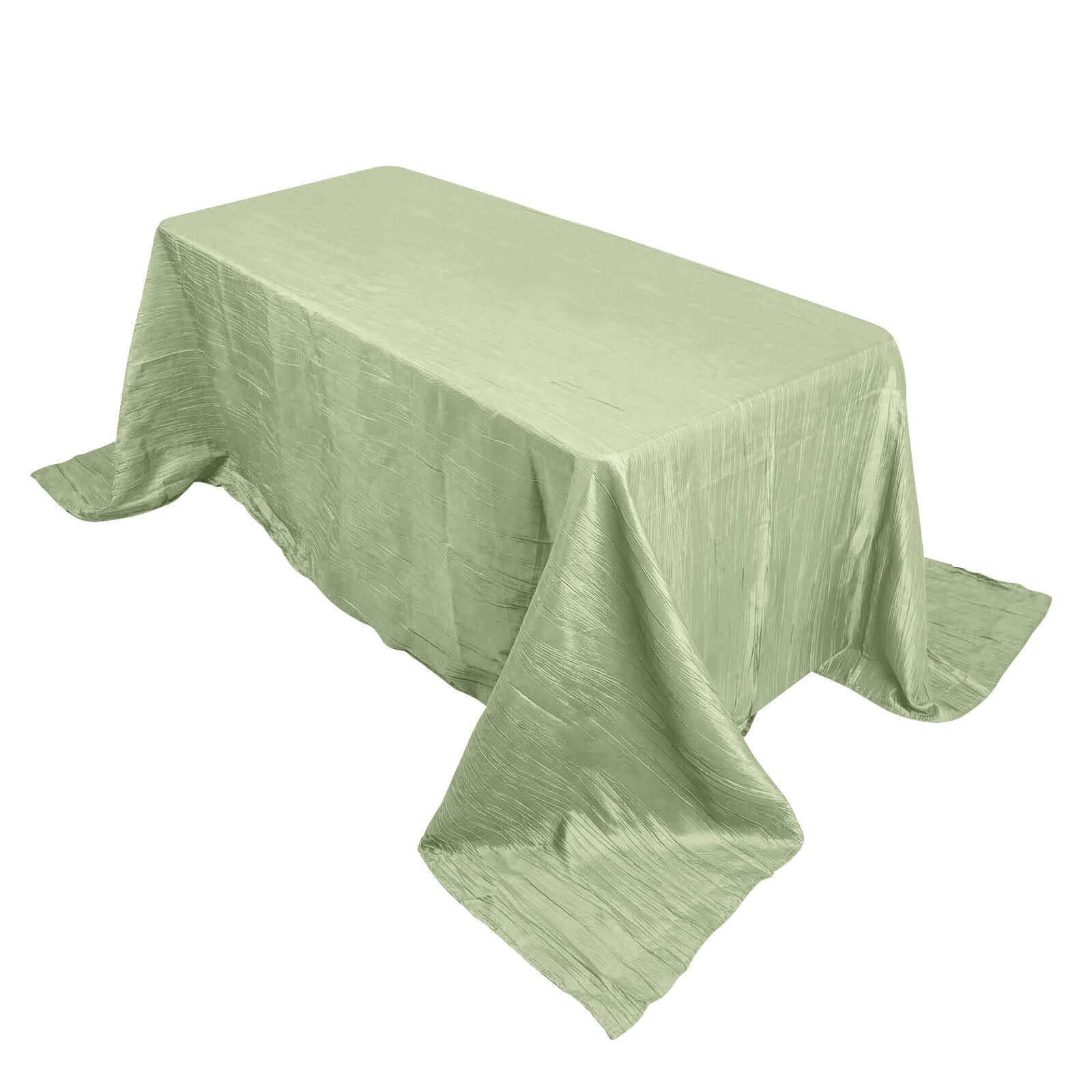 Discount! Sage Green Seamless Accordion Crinkle Taffeta Rectangle Tablecloth 90x132