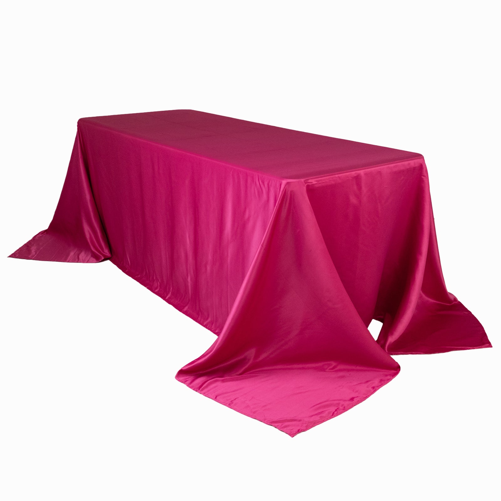 Luxurious Fuchsia Lamour Satin Seamless Rectangle Tablecloth 90x132