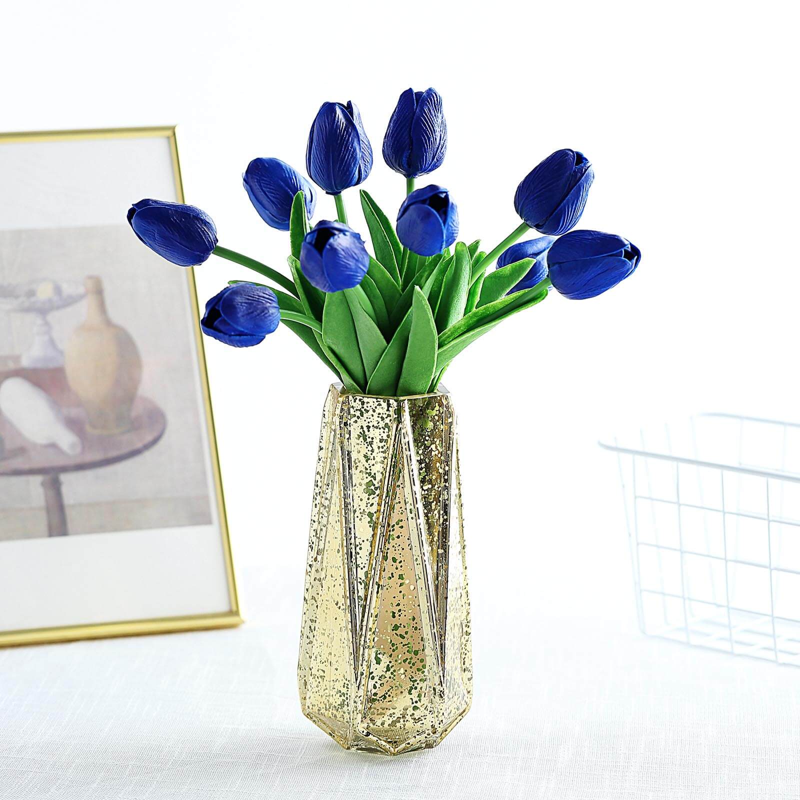 Hot! 10 Royal Blue Artificial Foam Tulip Stems, 13 Inches Tall