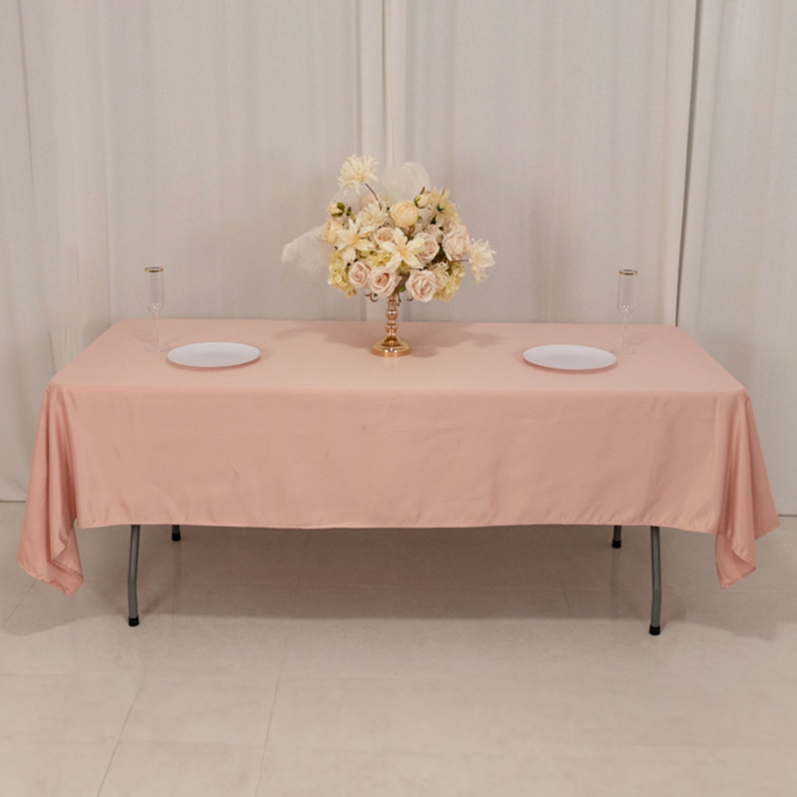 Hot Sale! Durable & Silky Lamour Satin Rectangle Tablecloth in Dusty Rose, 60x102