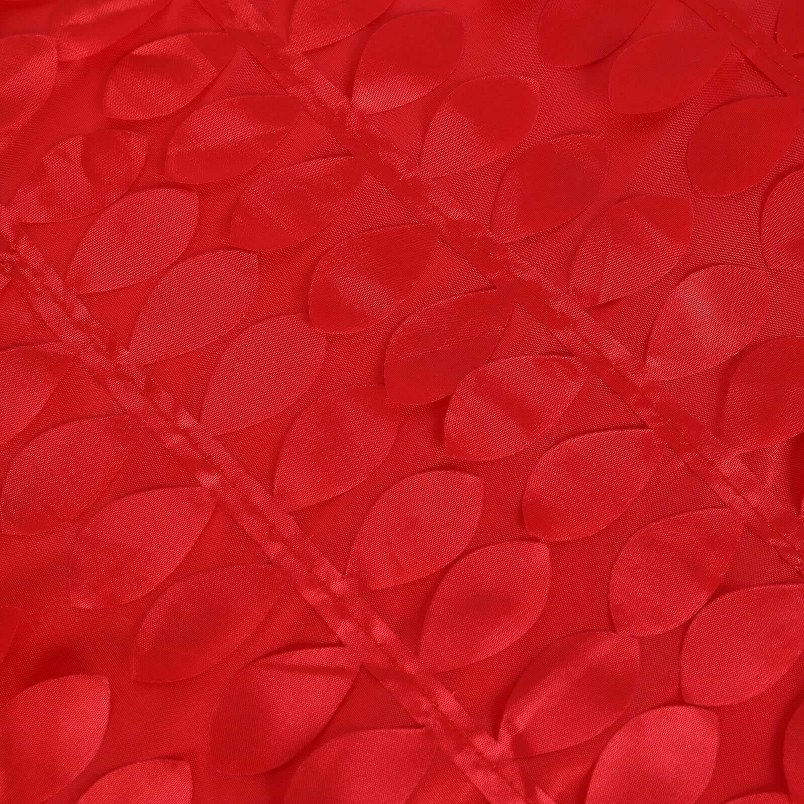 Hot Deal! Red Taffeta Rectangle Tablecloth with 3D Leaf Petal Design, 90x132
