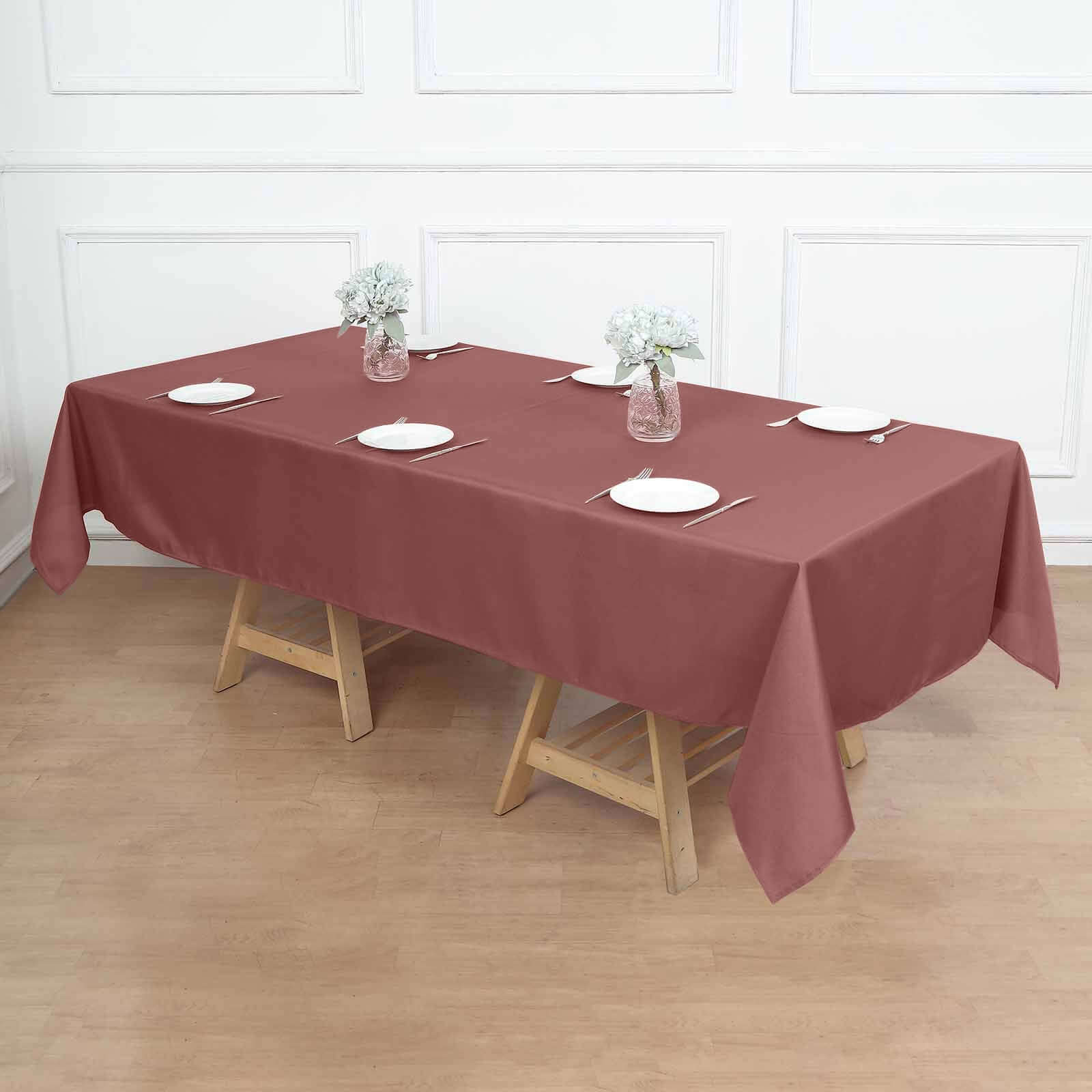 Stylish & Durable 60x102 Polyester Cinnamon Rose Rectangle Tablecloth