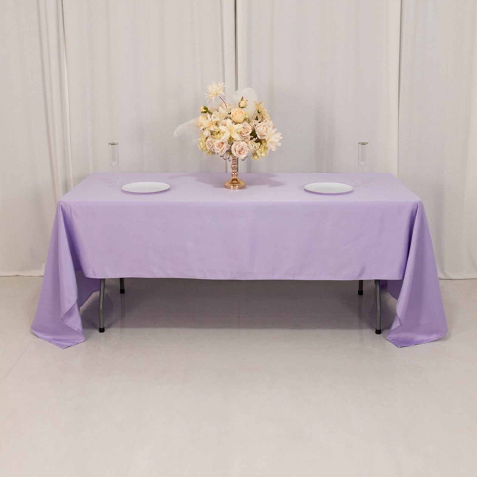 Luxury Lamour Satin Rectangle Tablecloth in Lavender Lilac - Soft & Silk-Like Cover