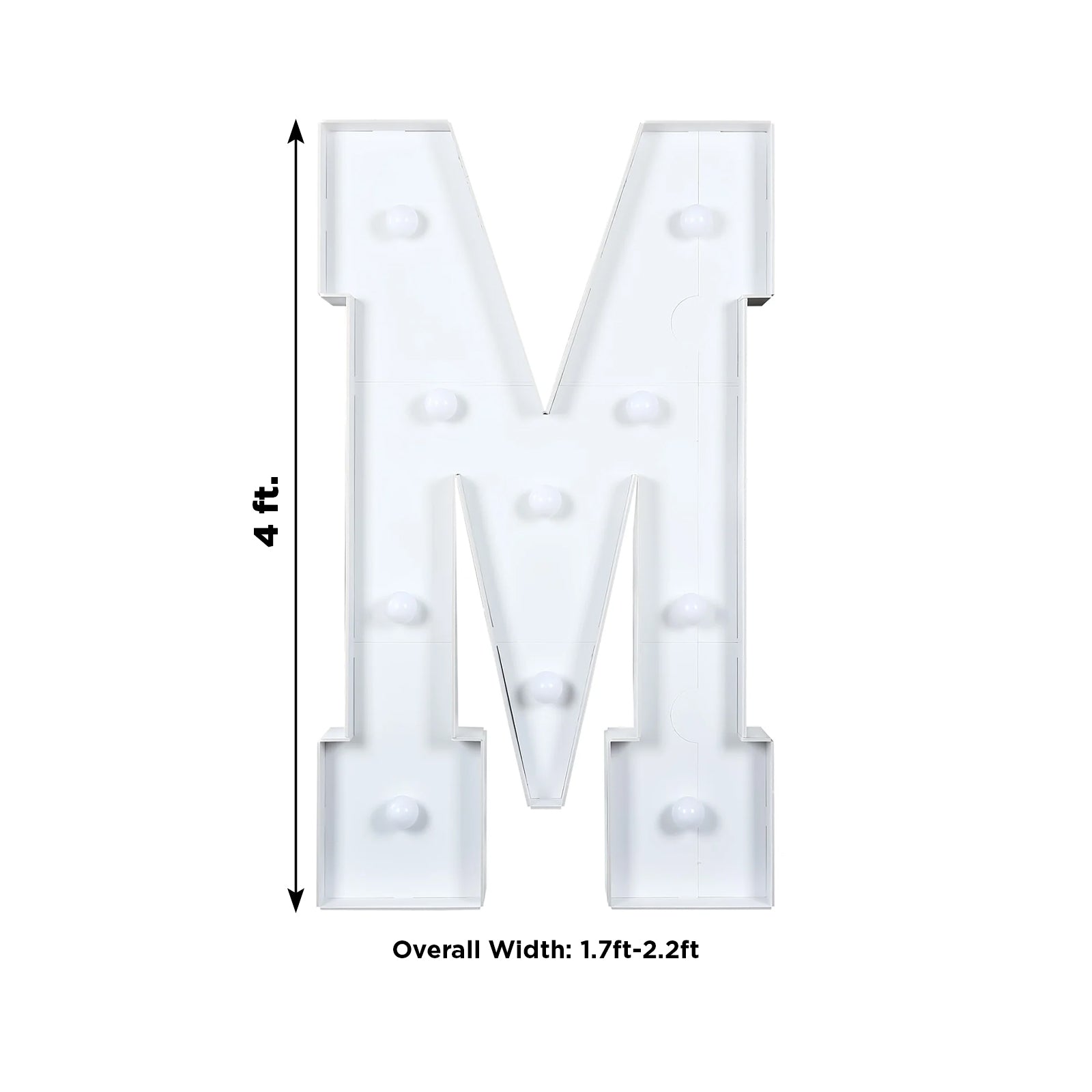 4ft White Giant LED Marquee Letter M with 10 Warm White Battery - Operated LEDs, Glue Gun & Sticks
