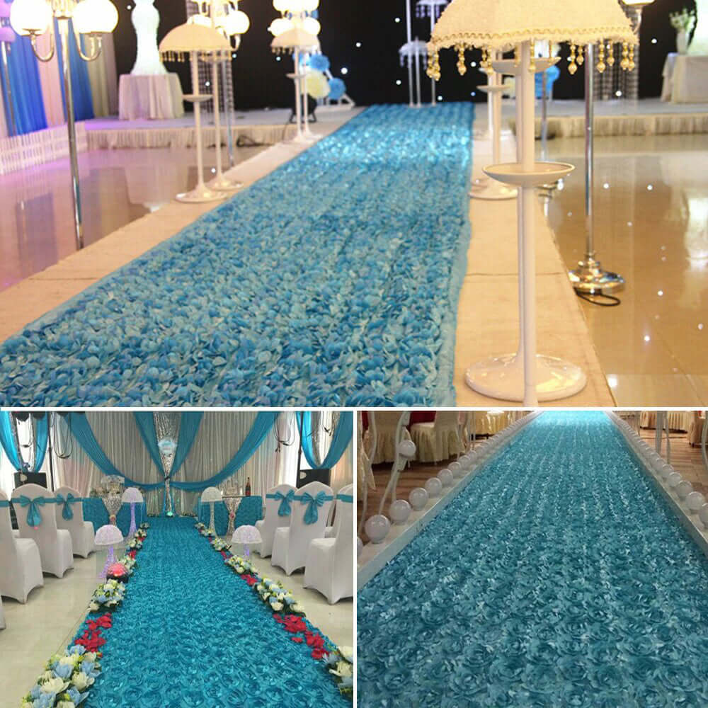 54-Inch Wide, 4-Yard Dusty Blue 3D Rosette Satin Fabric Bolt for DIY Crafts