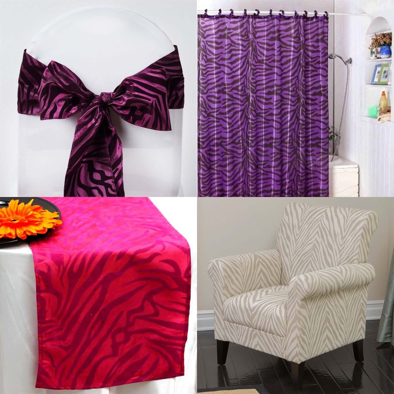 10-Yard Eggplant Zebra Print Taffeta Fabric Roll, 54 Inches Wide