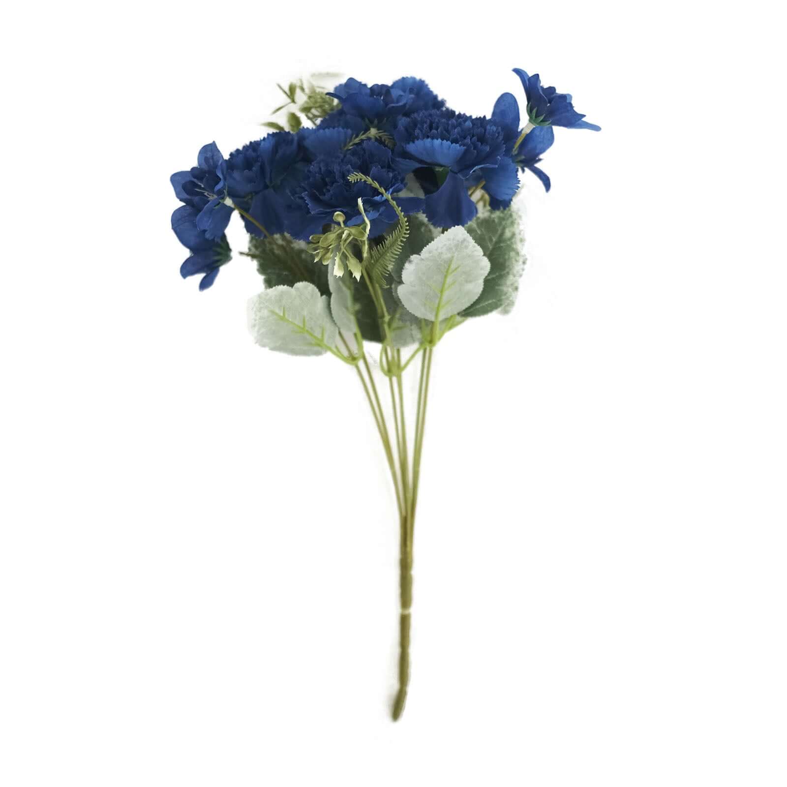 Set of 3 Navy Blue Artificial Silk Carnation Flower Arrangements, 14 Inches Tall