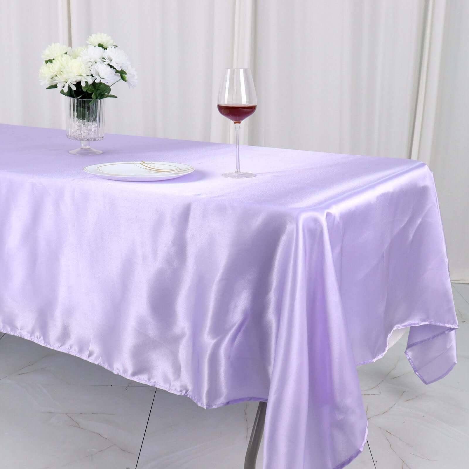 Lavender Lilac Satin Rectangular 60x102 Tablecloth - Lustrous and Smooth Cover