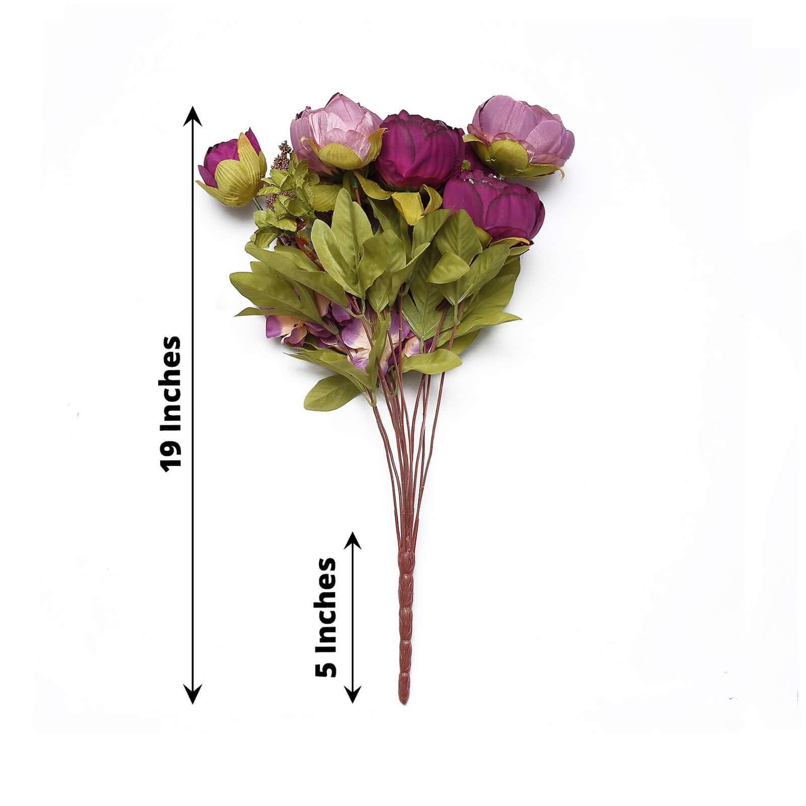 2-Pack 19-Inch Purple Artificial Peony Silk Flower Bouquets for Weddings