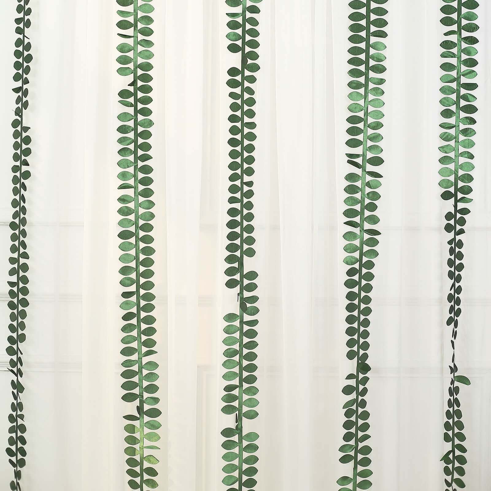 50ft Green Taffeta Ribbon Sash with 4 - Leaf Petal Design - Ideal Artificial Fabric Garland for Decor