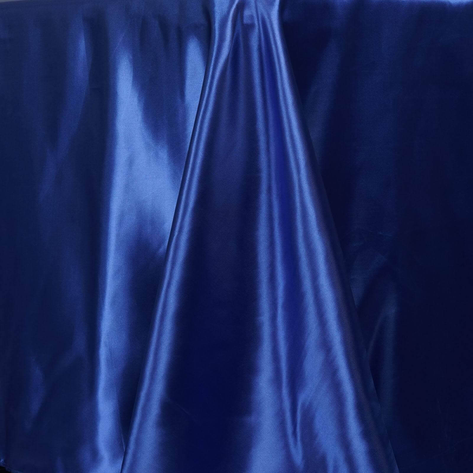 Royal Blue Satin Seamless Rectangular Tablecloth 90x156 - Ideal for Events