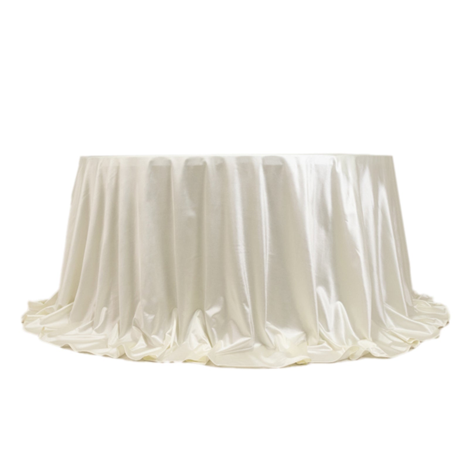 Hot! Premium Wrinkle-Free, Stain-Resistant 132" Shimmering Pearl White Scuba Round Tablecloth
