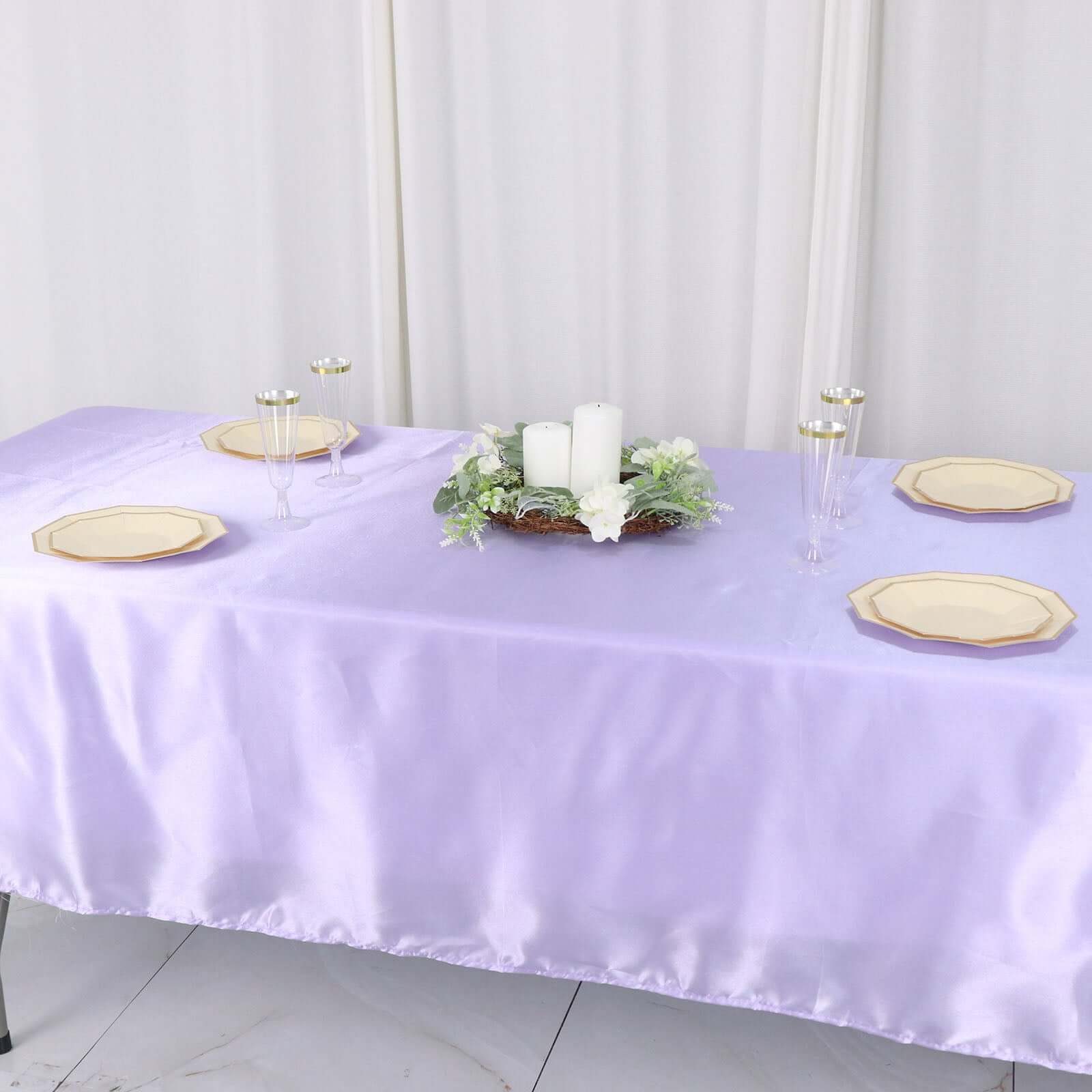 Lavender Lilac Satin Rectangular 60x102 Tablecloth - Lustrous and Smooth Cover