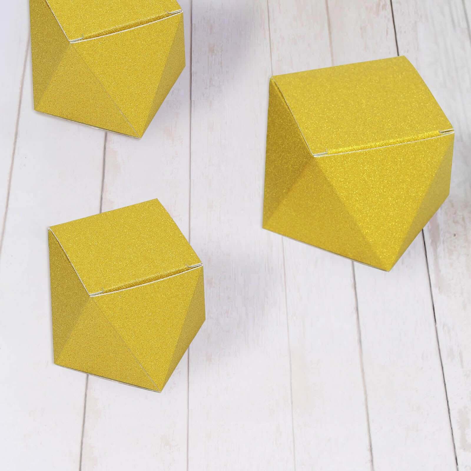 Get 25-Pack Gold Glittered 3x4 Geometric DIY Wedding Favor Gift Boxes Now
