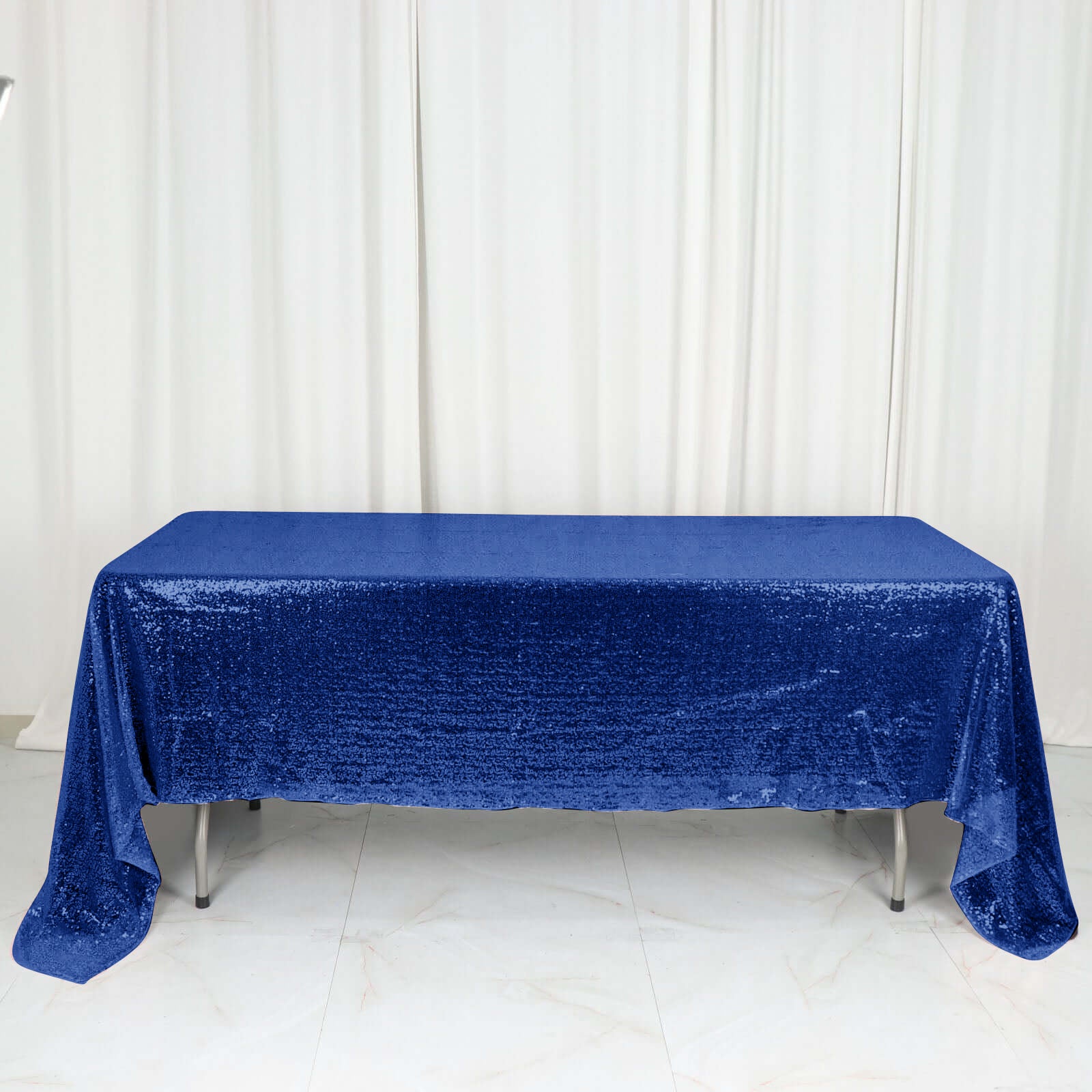 Hot Deal! Royal Blue Sequin Rectangle Tablecloth 60x126 - Glittering Finish