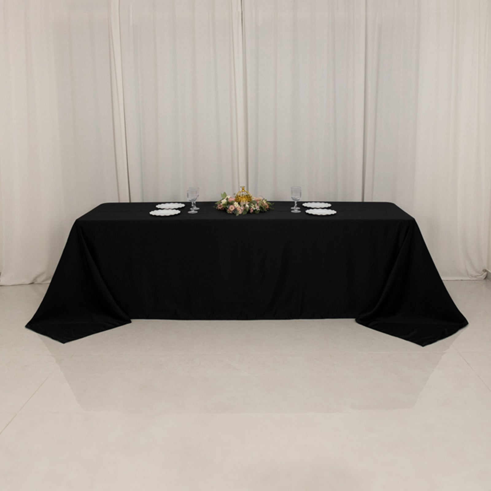 Black Lamour Satin Rectangle Tablecloth 90x156 - Luxurious & Soft for Stylish Events