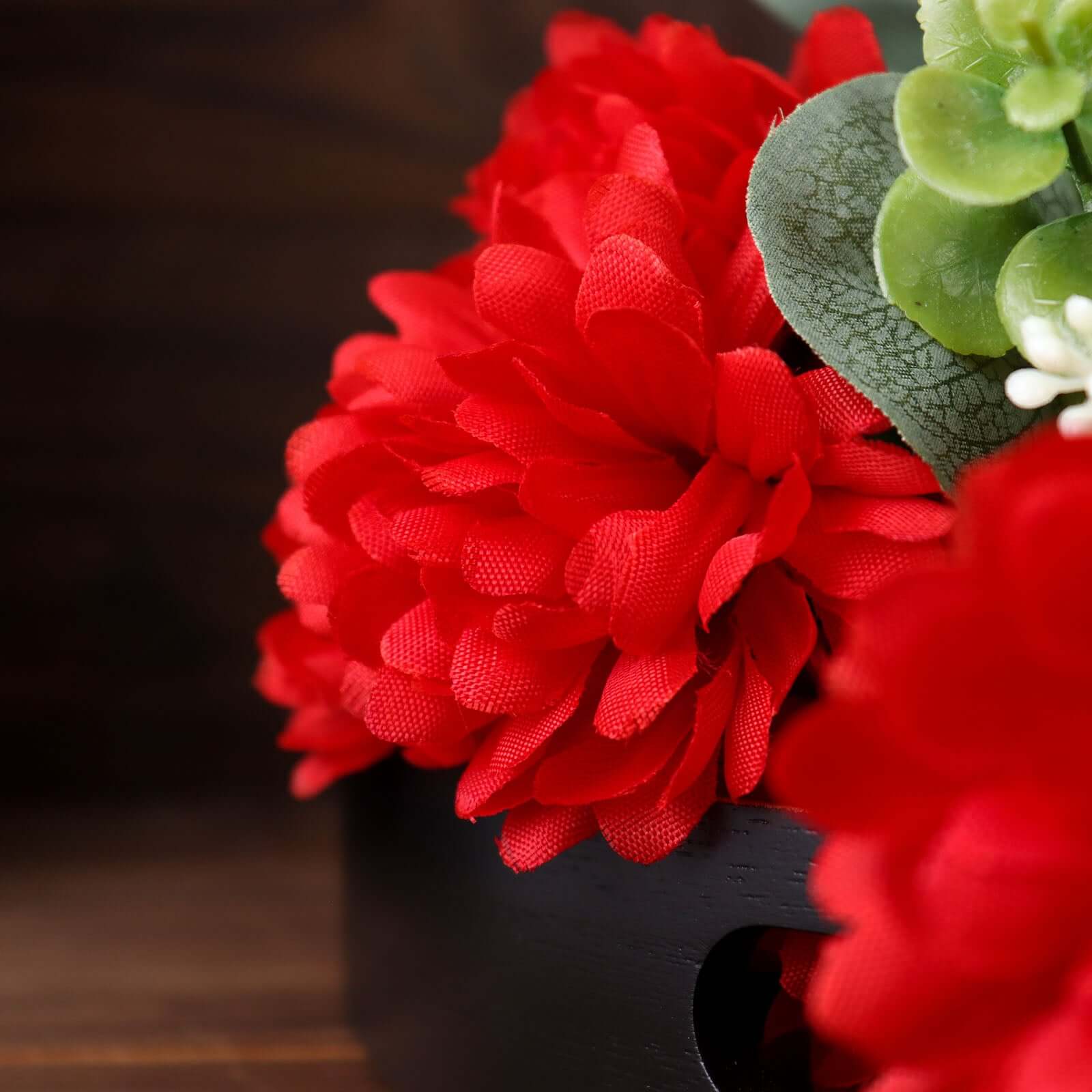 Hot Sale! 12 Bushes of Red Artificial Silk Chrysanthemum Flower Bouquets for Decor