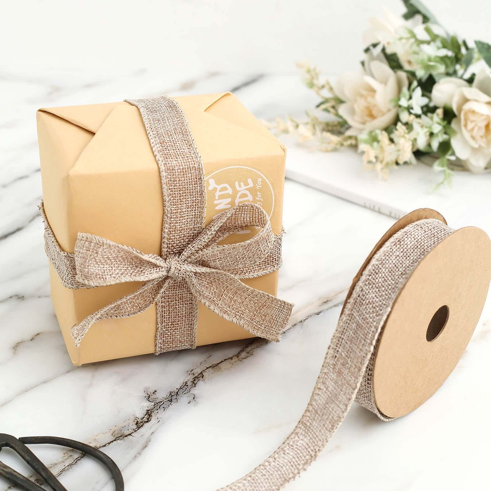 10 Yards 7/8 Natural Tone Jute Burlap Ribbons - Ideal for Decor