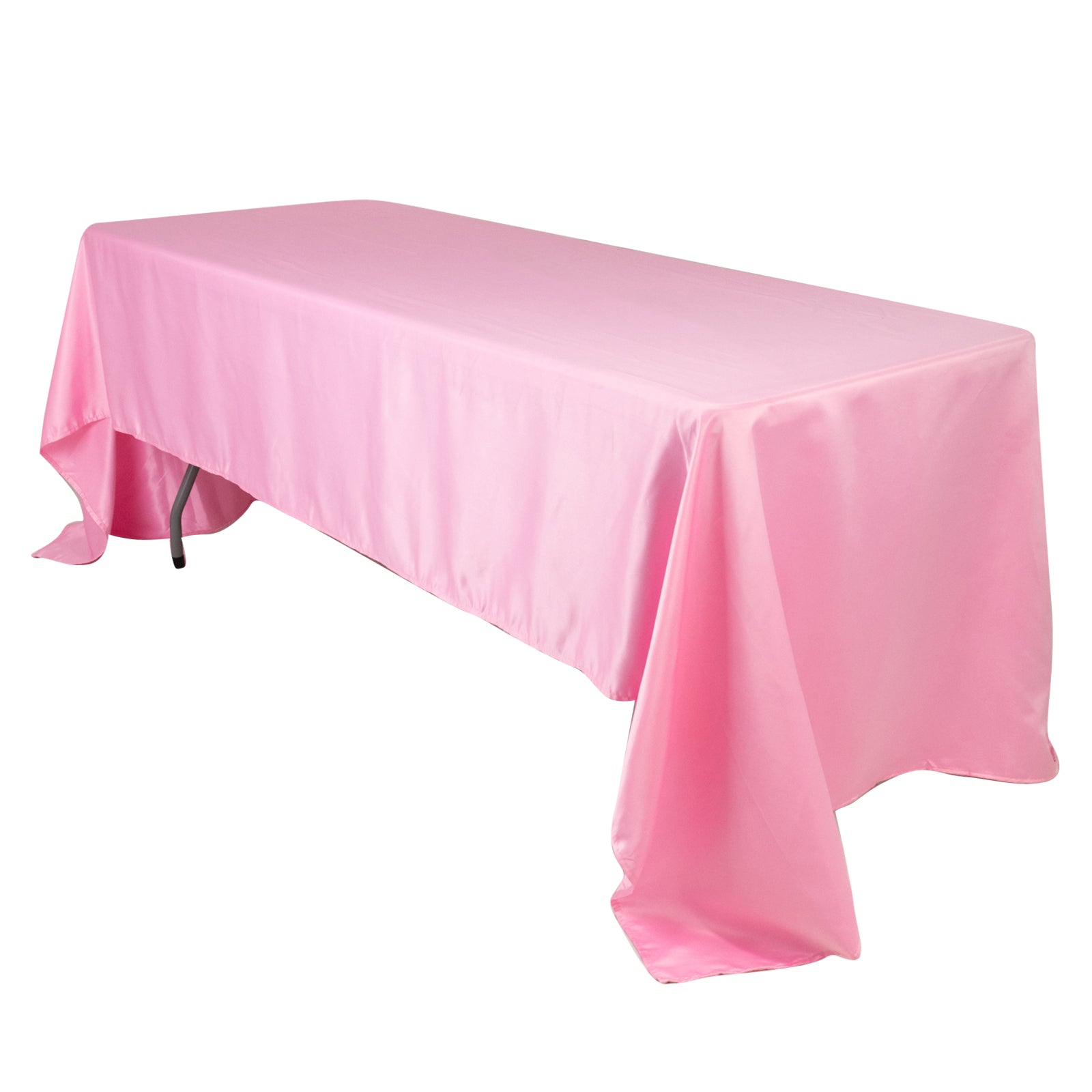 Pink Lamour Satin Rectangle Tablecloth - 60x126 Inches, Soft & Silk-Like, Ideal for Events