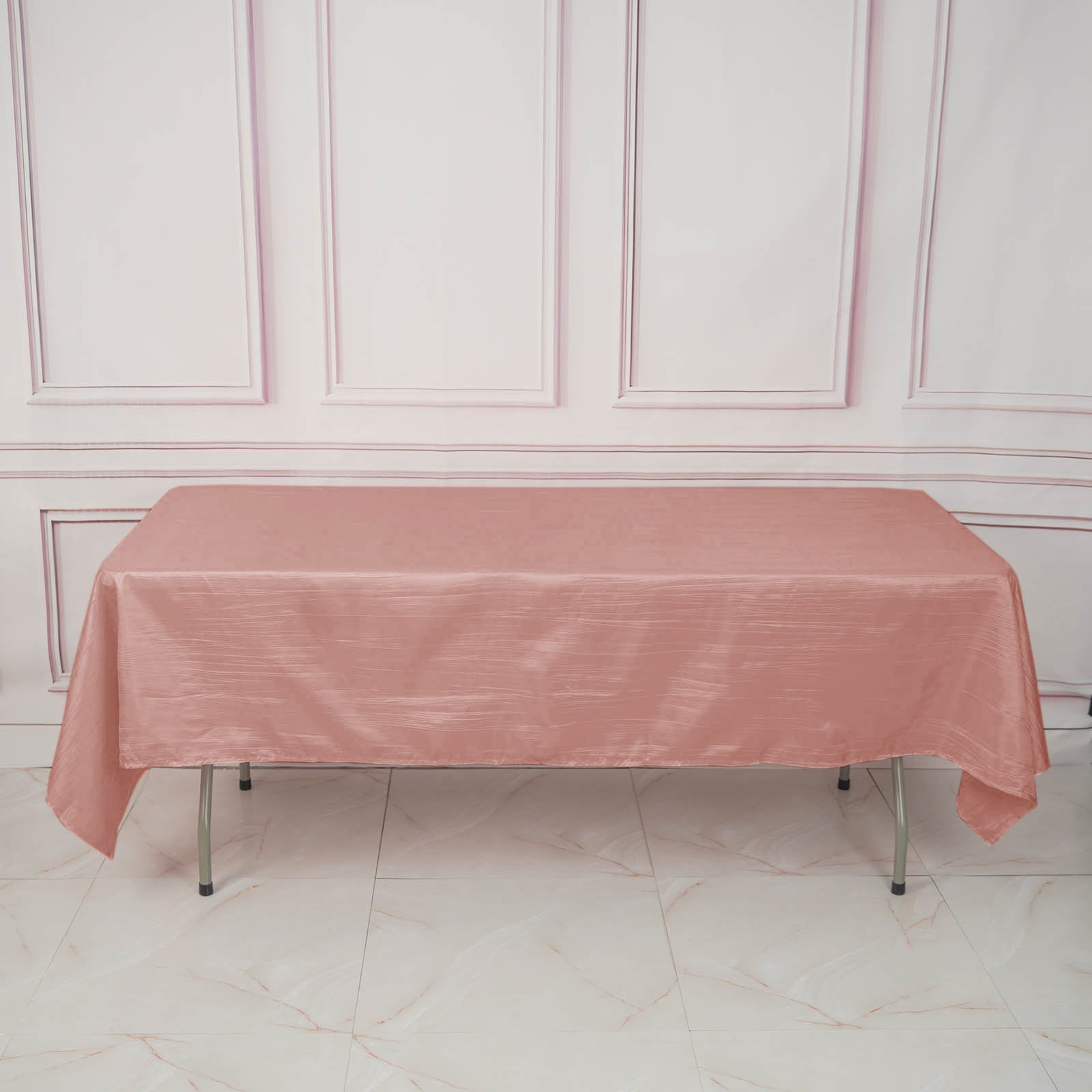 Hot Deal! Dusty Rose Crinkle Taffeta 60x102 Rectangle Tablecloth for Weddings & Parties