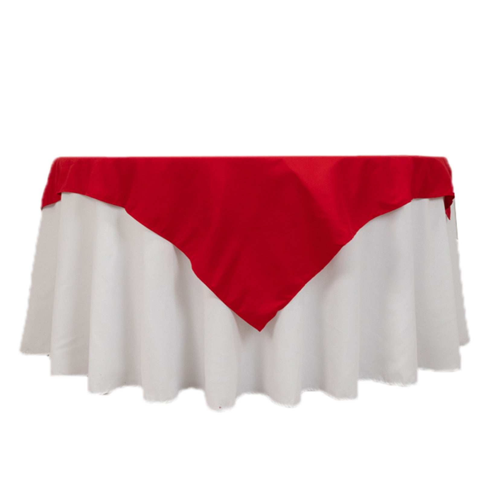 Red 54x54 Wrinkle-Resistant Cotton Blend Square Table Overlay - Ideal for Events