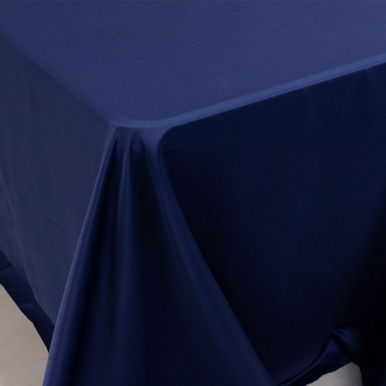 Luxurious Navy Blue Lamour Satin Rectangle Tablecloth 90x156 - Soft & Seamless