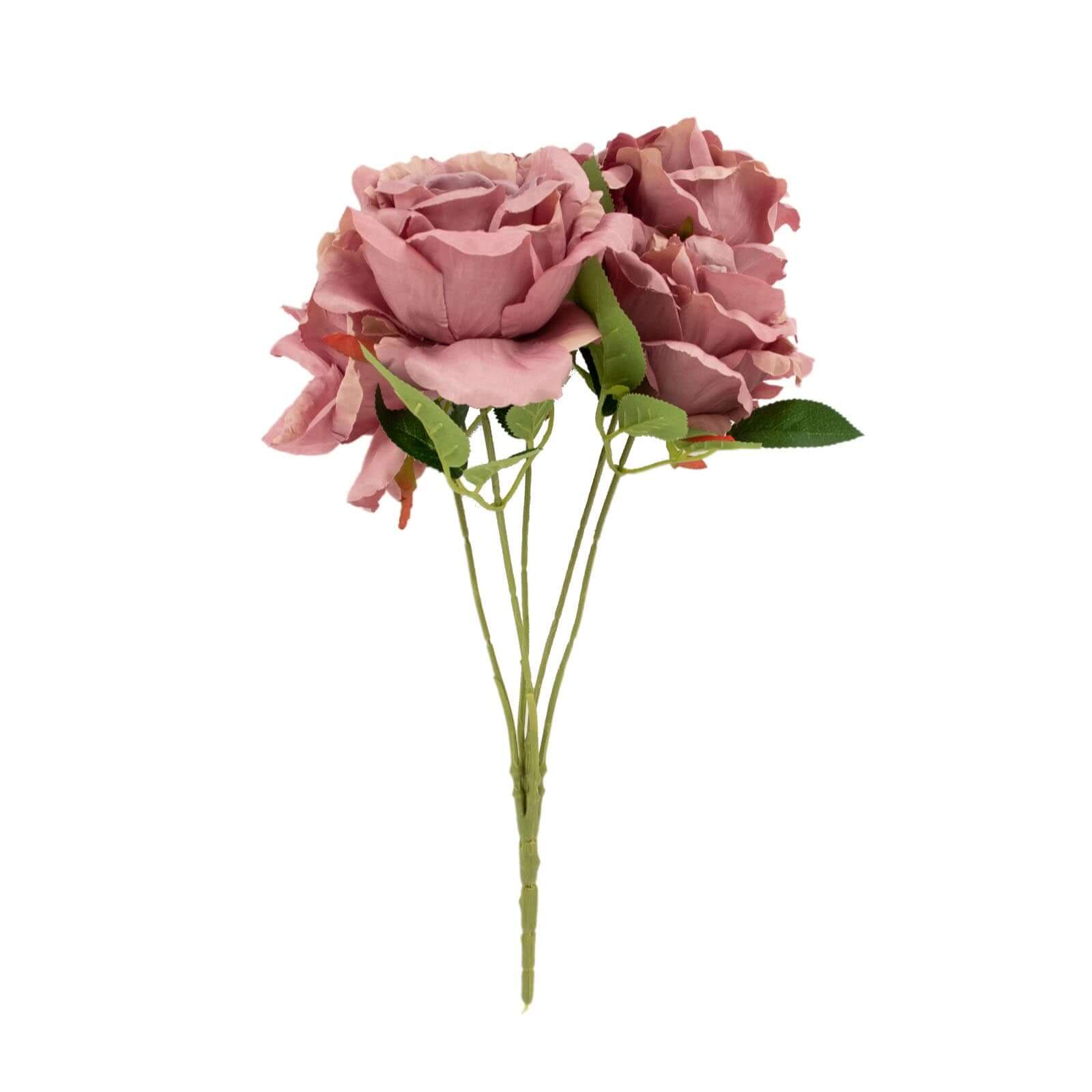 2 Bushes 17-Inch Dusty Rose Premium Silk Jumbo Rose Bouquet for Weddings and Decor