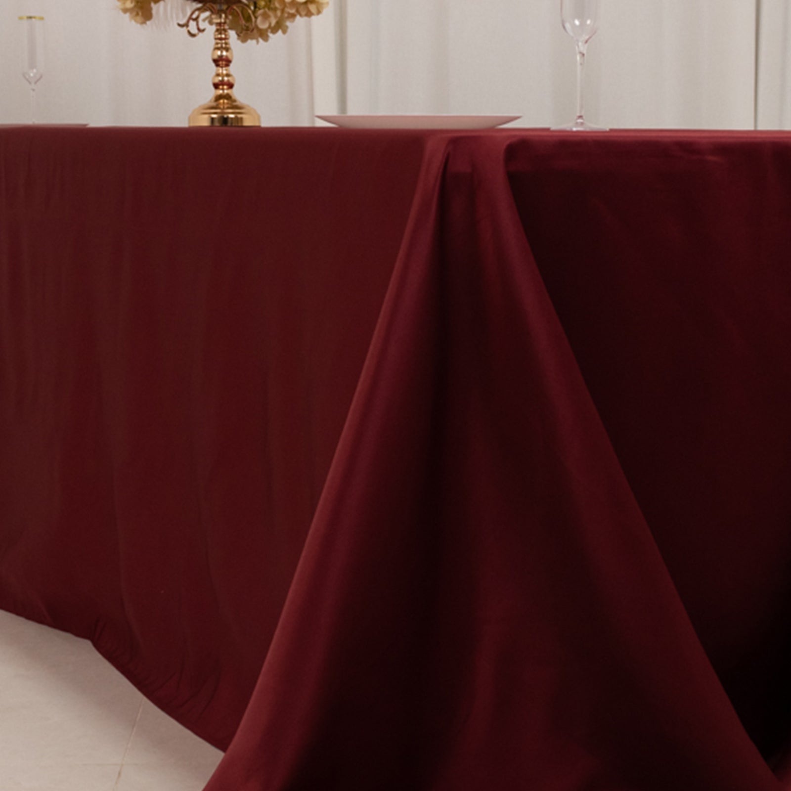 Exclusive Burgundy Lamour Satin Rectangle Tablecloth (90x156) - Soft & Seamless Luxury