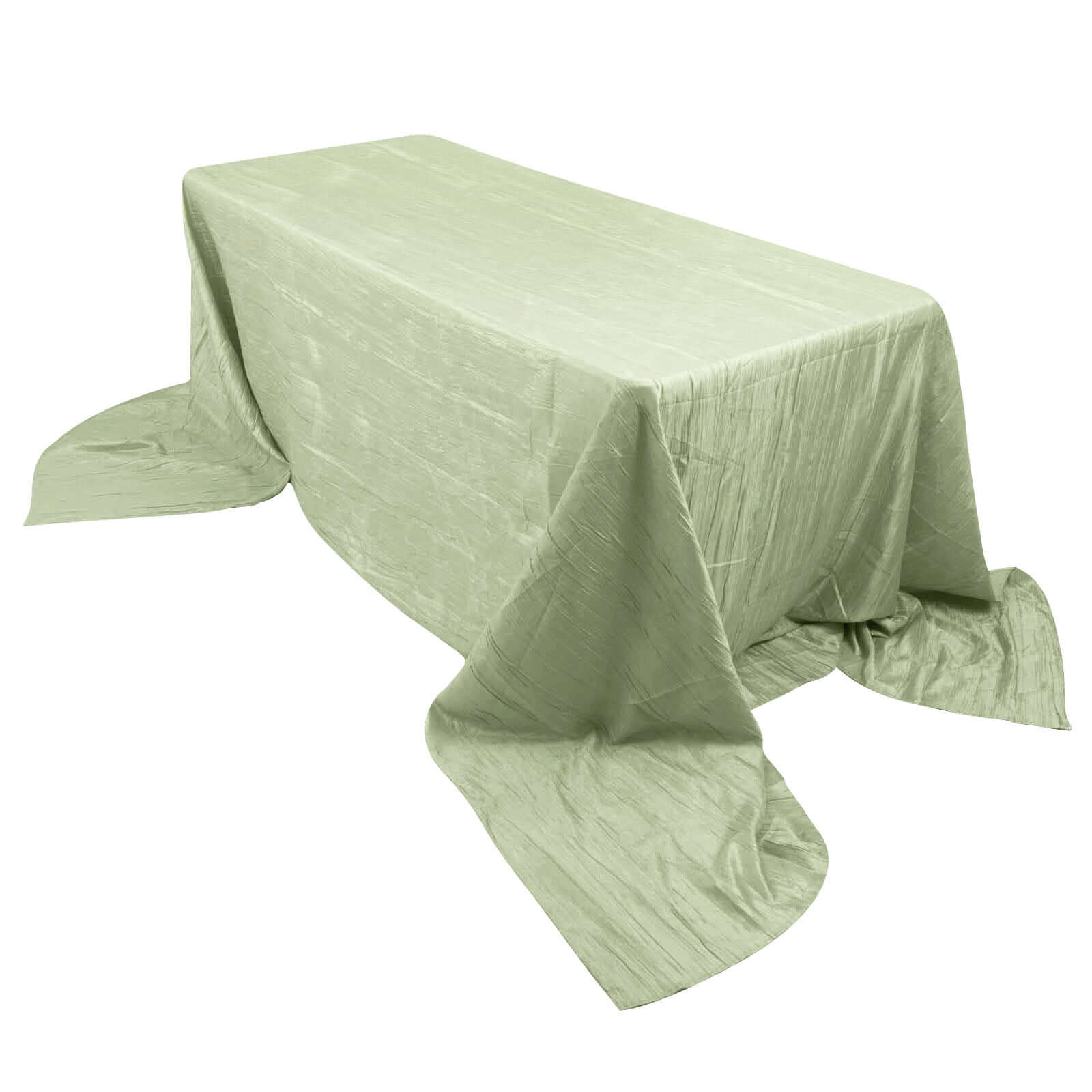 Discount! Sage Green Crinkle Taffeta Rectangle Tablecloth 90x156 for Weddings and Parties