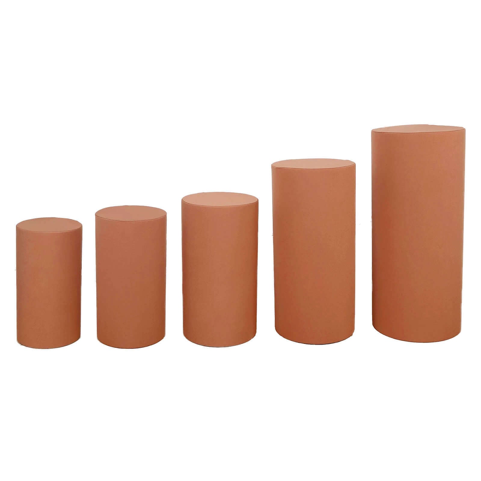 5-Piece Terracotta Spandex Cylinder Pedestal Stand Covers, 160 GSM - Great for Decor!