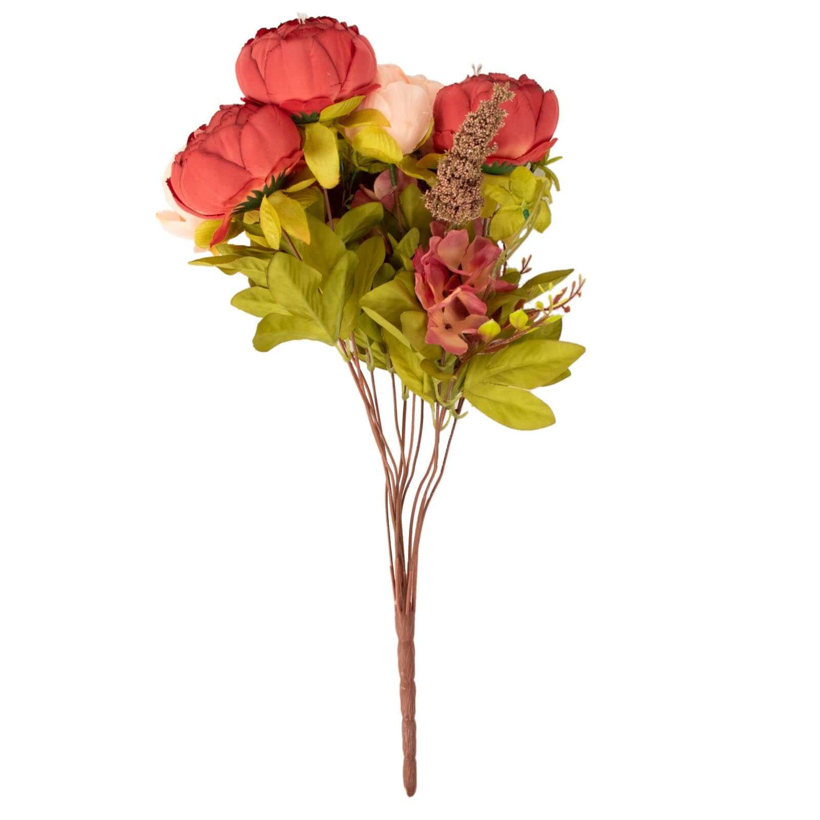 2-Pack 19-Inch Burgundy and Dusty Rose Faux Silk Peony Flower Wedding Bouquets