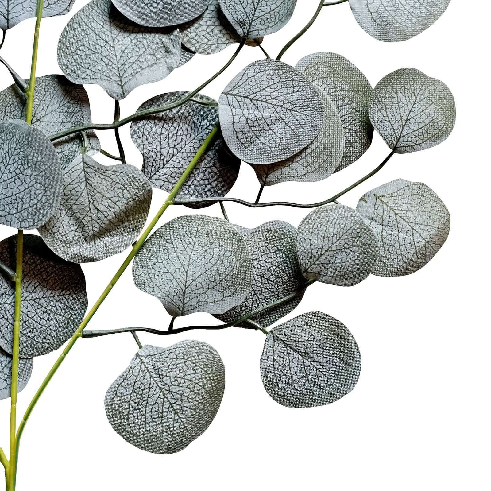 Special Offer! 4-Piece Set of Frosted Green Artificial Silk Eucalyptus Leaf Branches for Decor