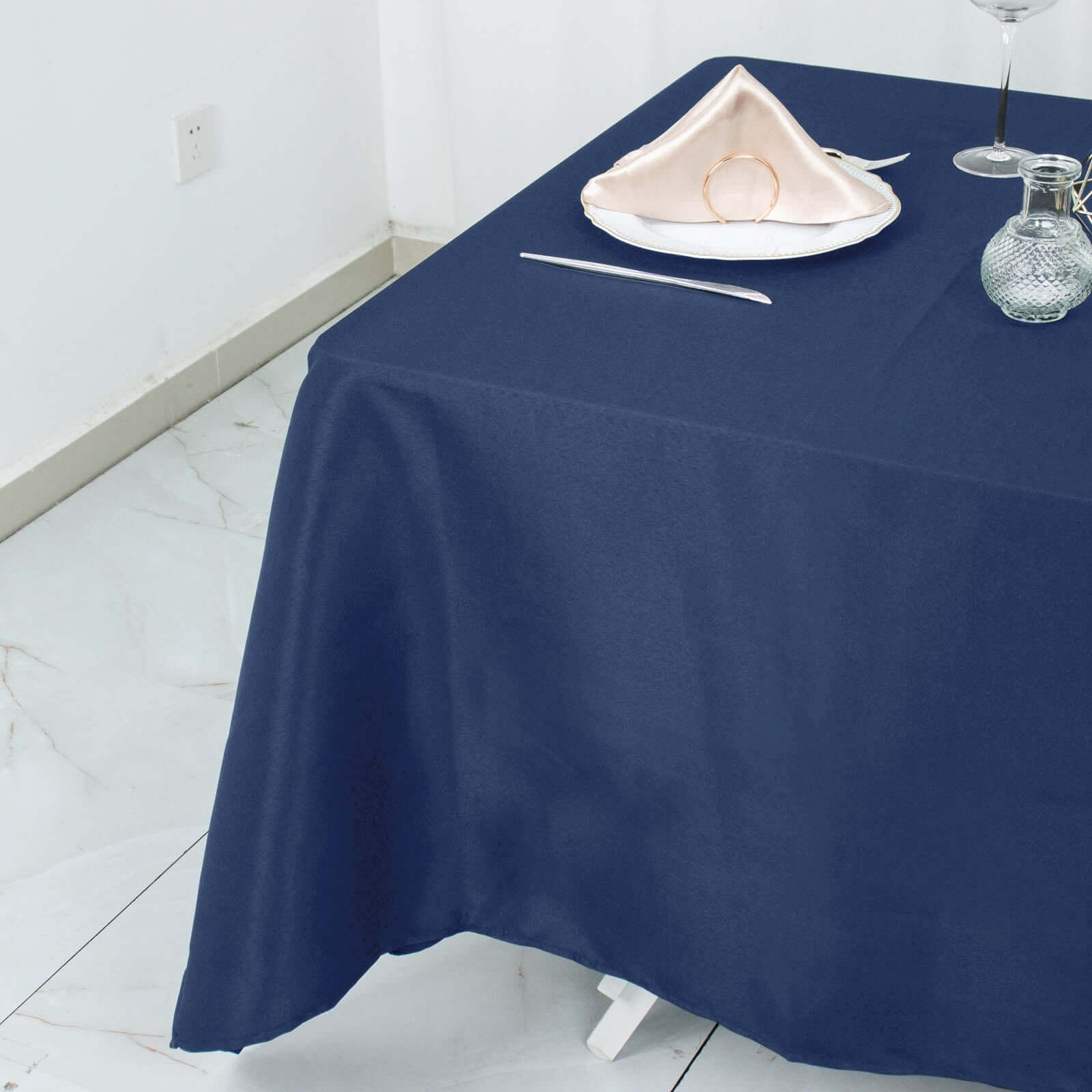 Sale! Wrinkle-Free 70x70 Navy Blue Premium Polyester Square Tablecloth 220GSM for Events
