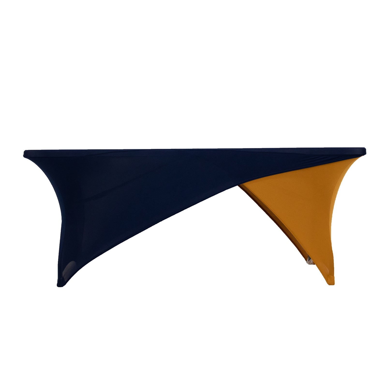 Navy Blue/Gold Stretch Spandex Two-Piece Fitted 72x30 Rectangle Table Cover