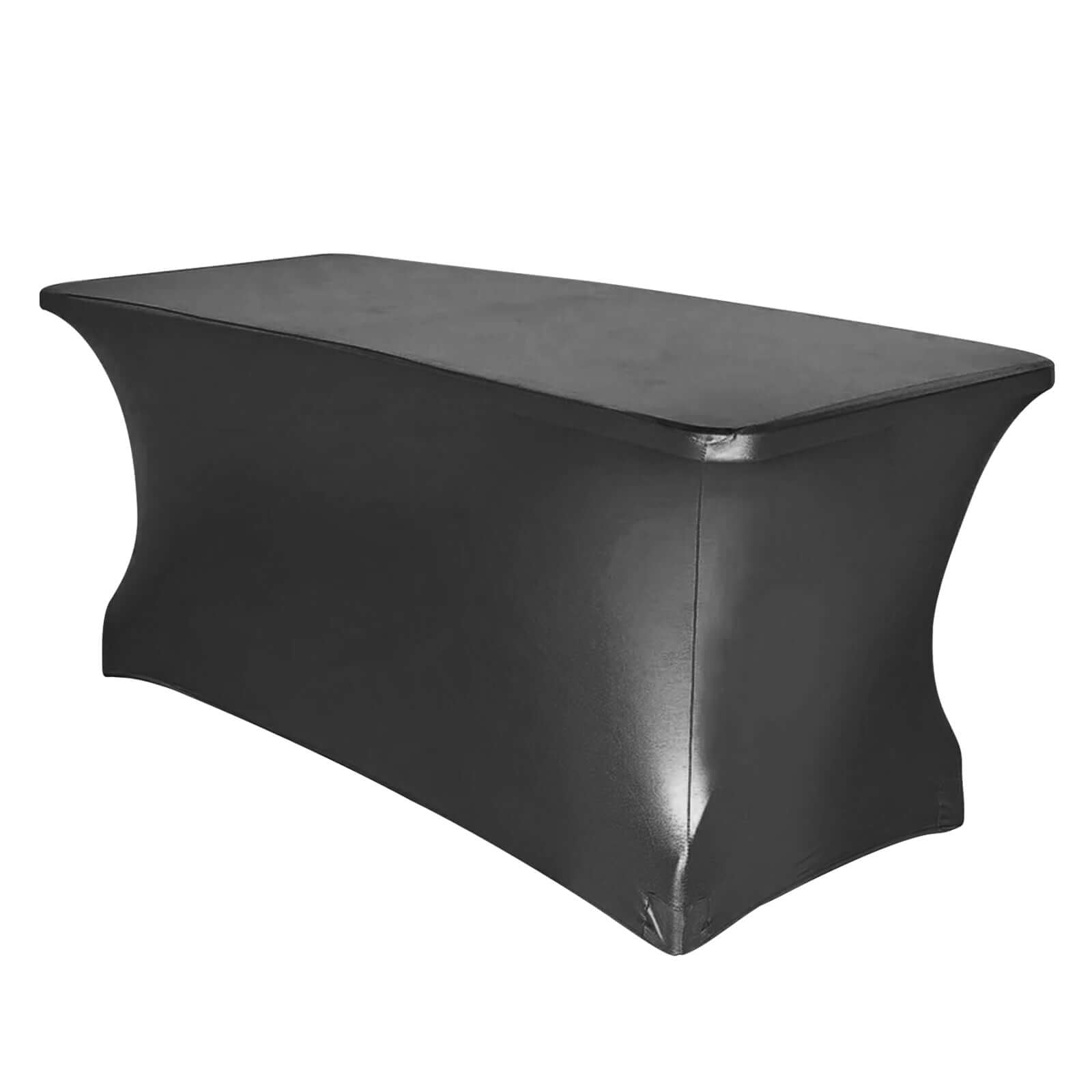 Metallic Black 4-Way Stretch Spandex Tablecloth for 6FT Rectangular Table