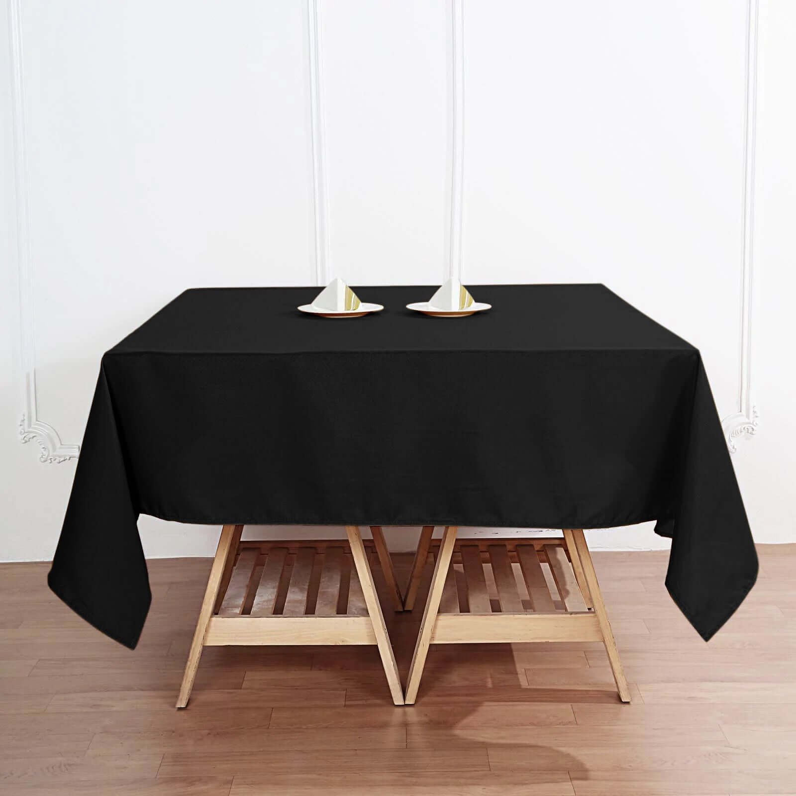 Black 70x70 Premium Polyester Square Table Overlay 220GSM Wrinkle-Free Table Cover