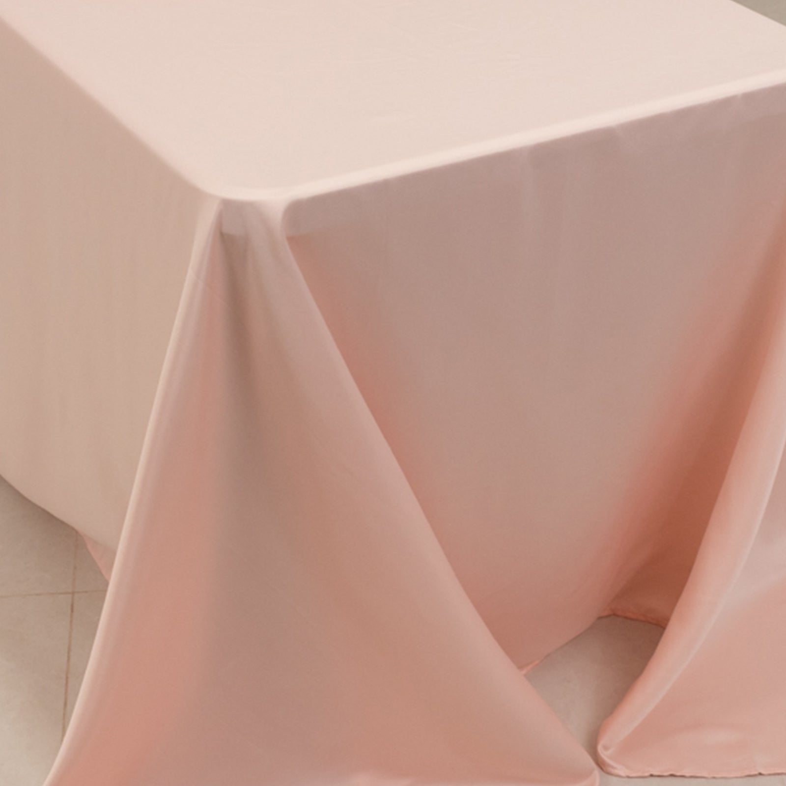 Luxurious Blush Lamour Satin Rectangle Tablecloth 90x156 - Soft & Seamless