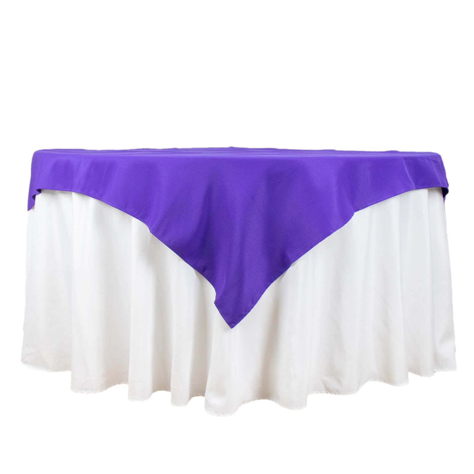 Hot Sale! 54x54 Premium Purple Polyester Square Table Overlay, 220GSM Stain & Wrinkle Resistant