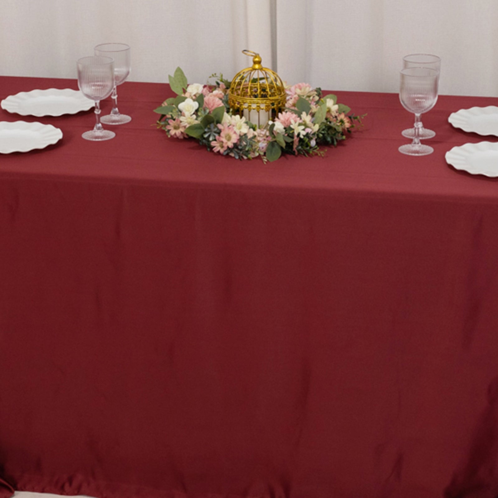 Exclusive Lamour Satin Rectangle Tablecloth in Burgundy - Soft, Silk-Like & Seamless, 90x132