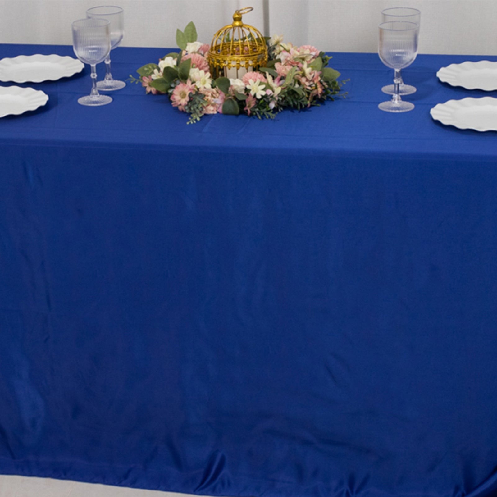Royal Blue Lamour Satin Rectangle Tablecloth - Soft, Silk-Like & Seamless, Ideal for Events