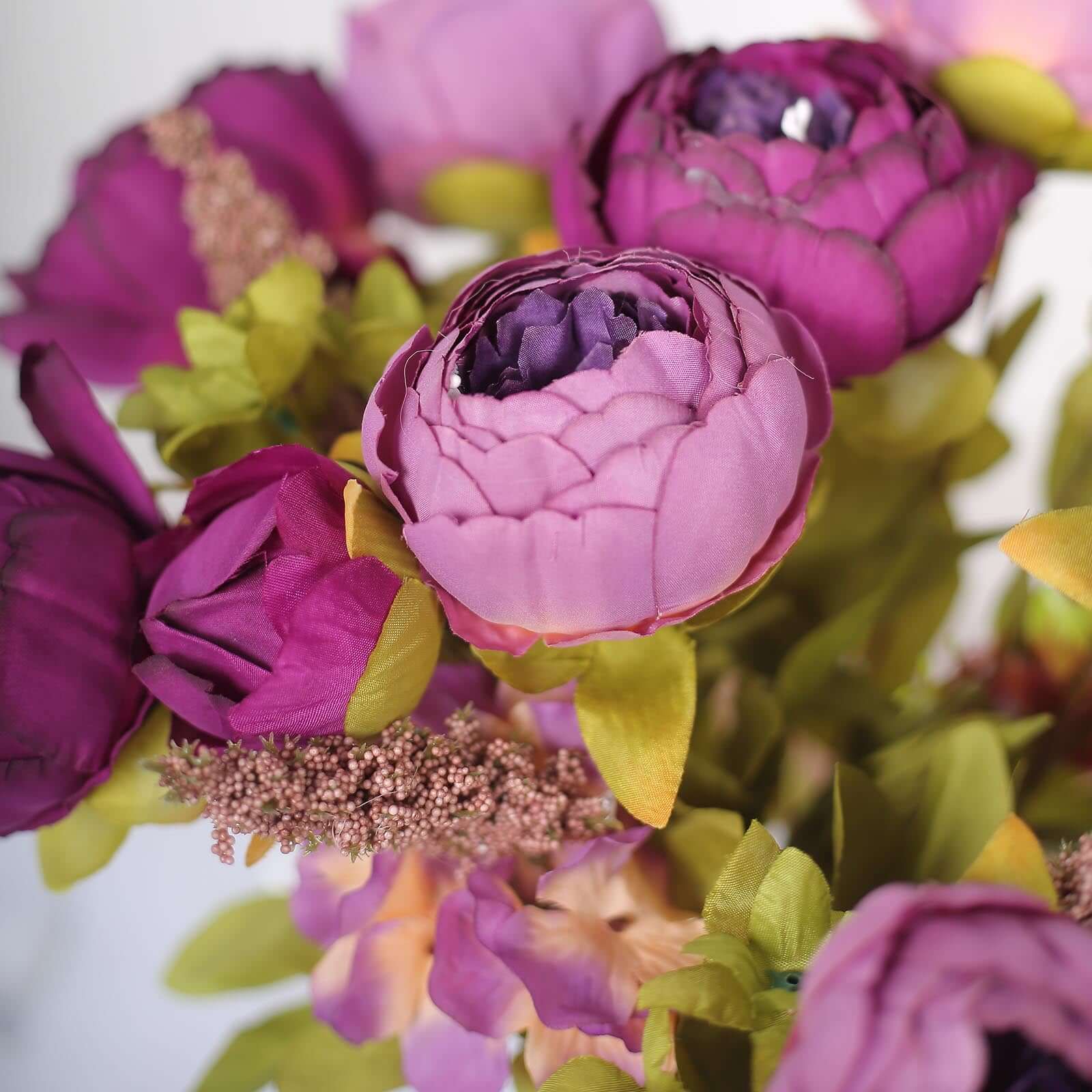 2-Pack 19-Inch Purple Artificial Peony Silk Flower Bouquets for Weddings