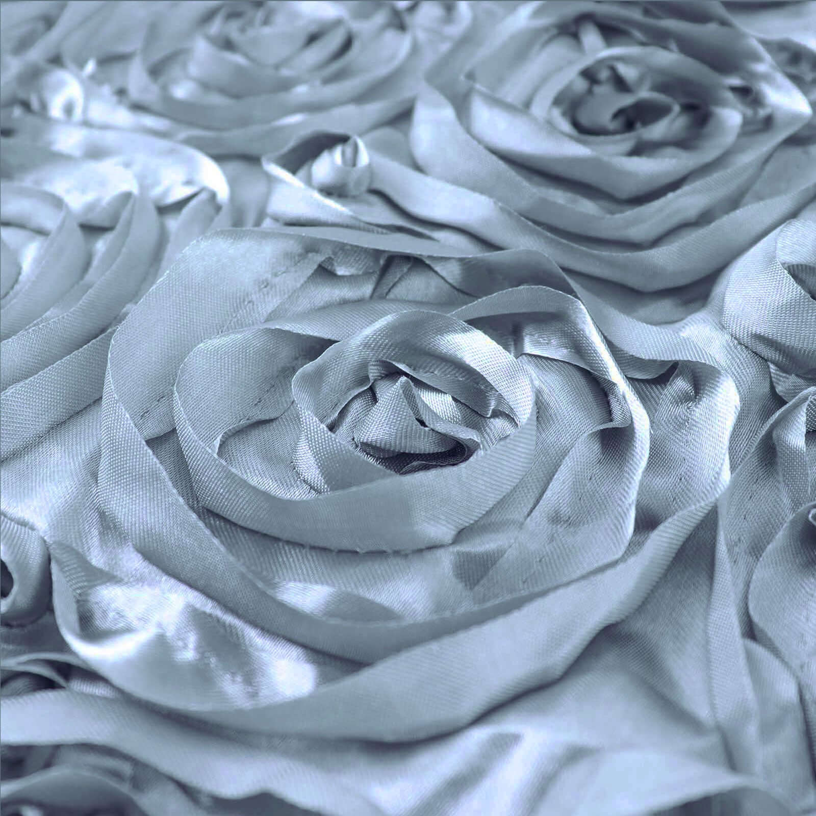 54-Inch Wide, 4-Yard Dusty Blue 3D Rosette Satin Fabric Bolt for DIY Crafts