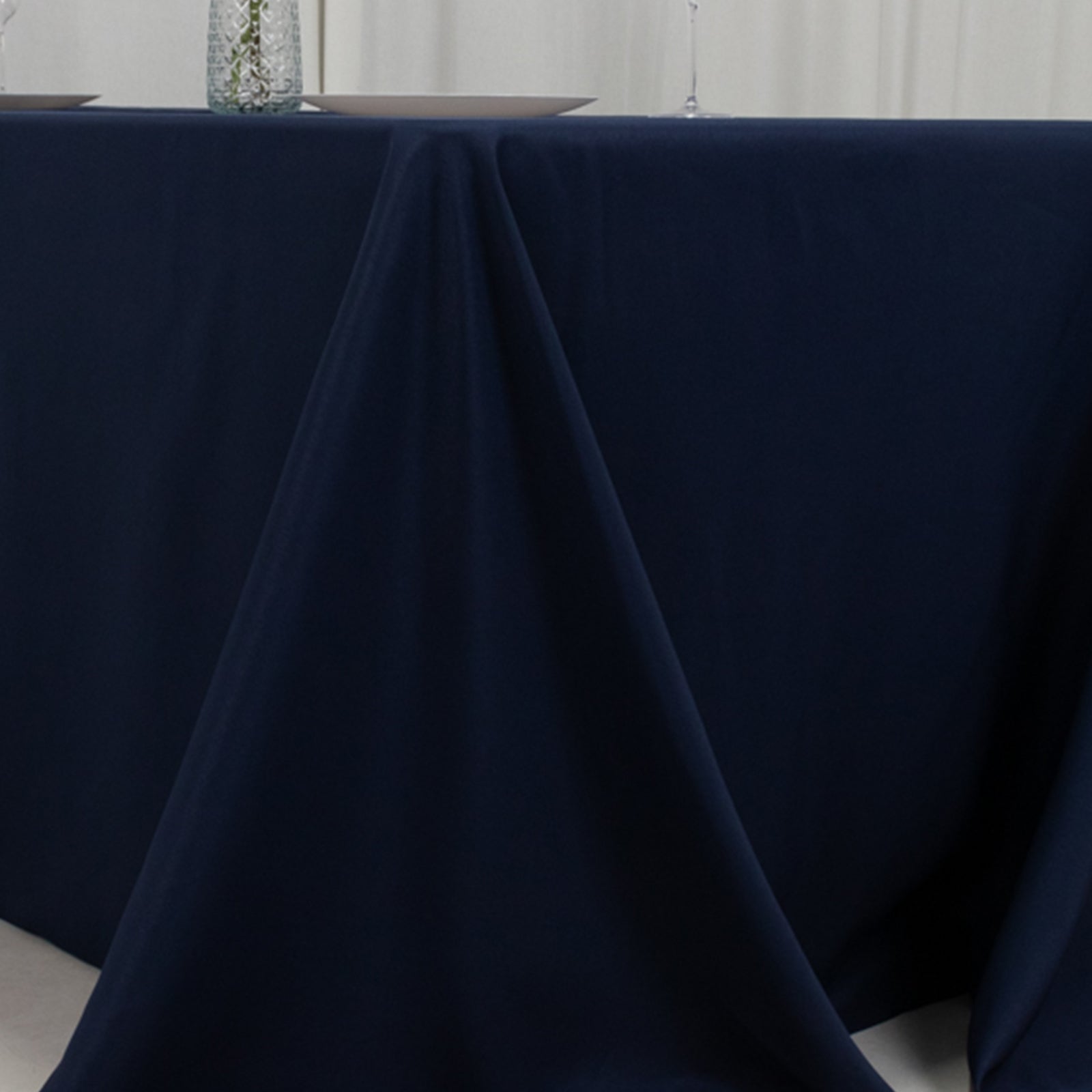 Premium Navy Blue Fire - Retardant Polyester Rectangular Tablecloth (90x132) - Ideal for Events