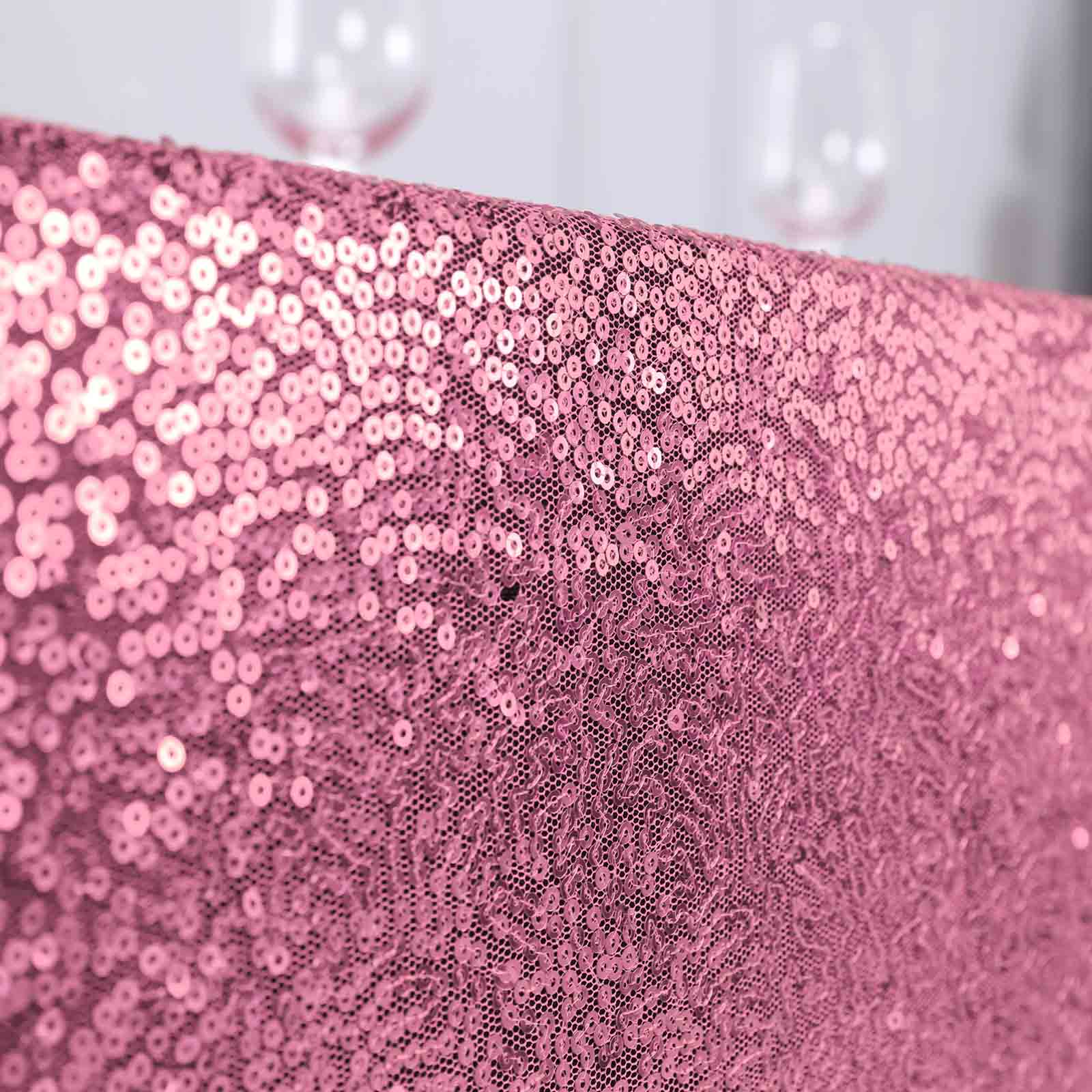 Pink Seamless Glittering 90x156 Rectangle Sequin Tablecloth