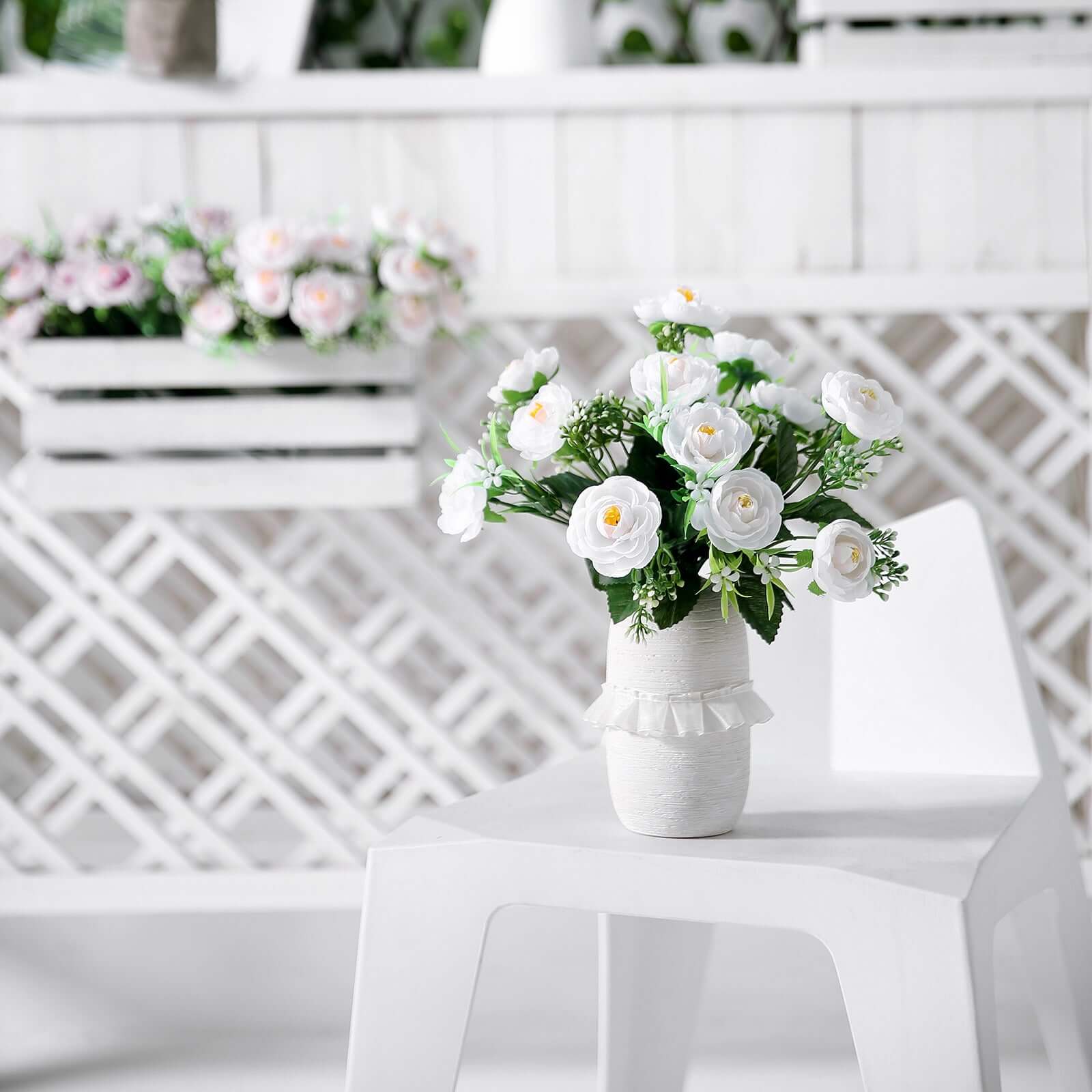 Amazing Deal! 4-Bush White Artificial Silk Peony Flower Bouquet for Stunning Decor