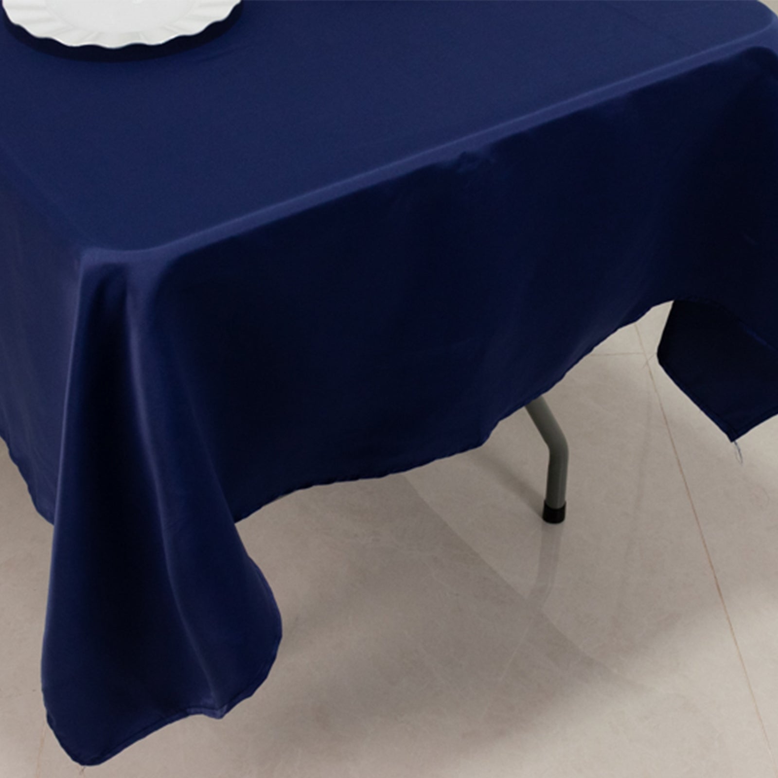 Navy Blue Lamour Satin Rectangle Tablecloth 60x102 - Durable & Soft