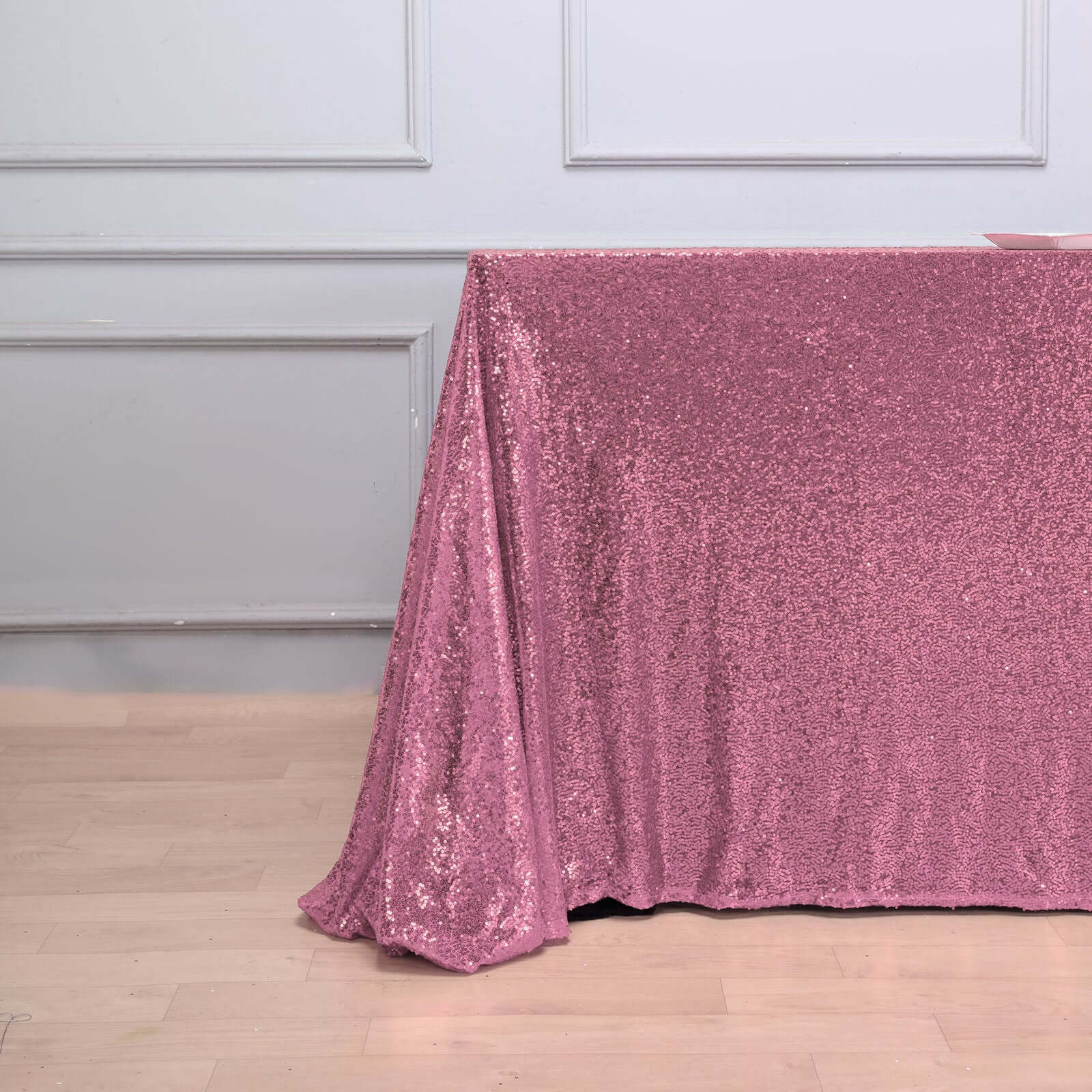 Pink Seamless Glittering 90x156 Rectangle Sequin Tablecloth
