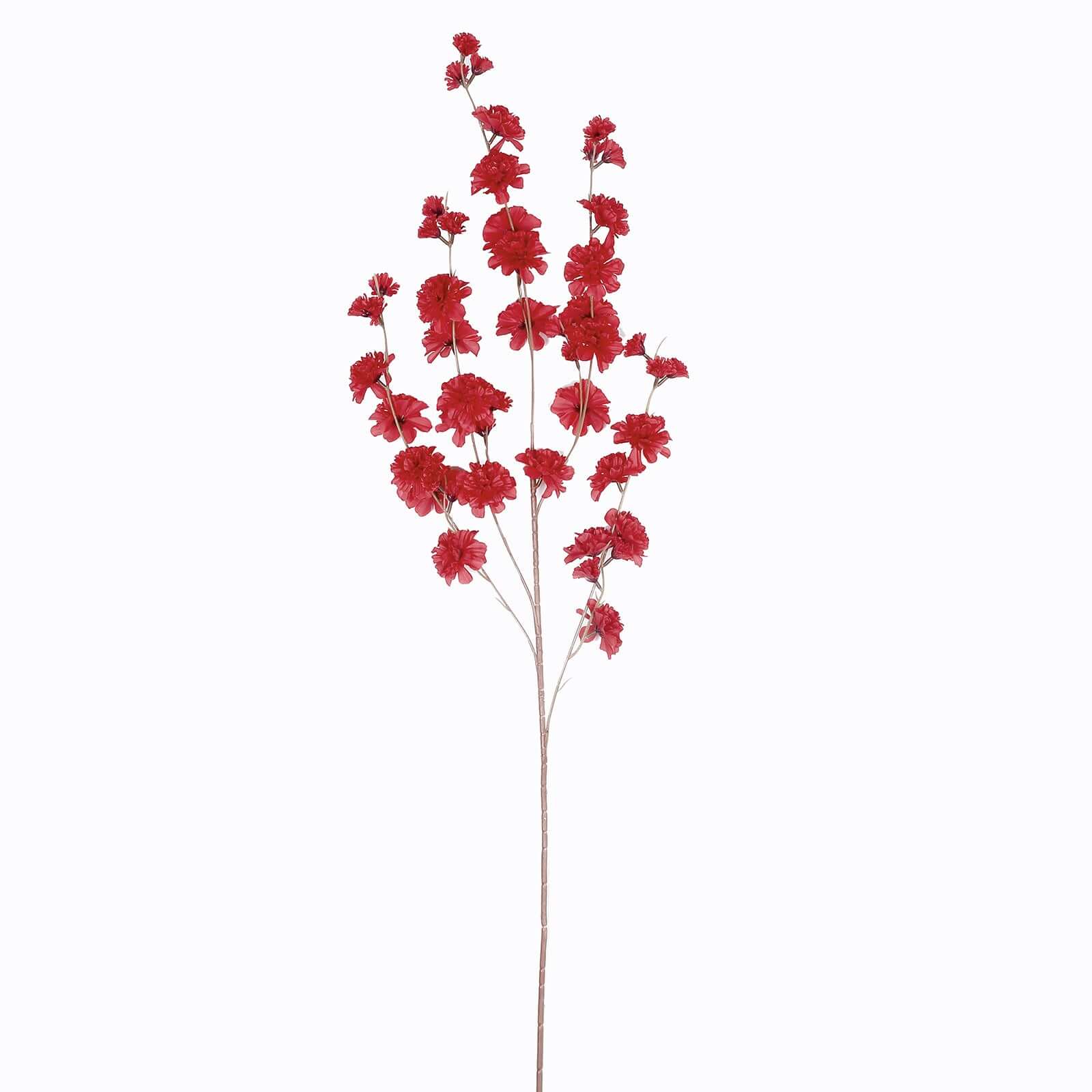 42-Inch Tall Red Artificial Silk Carnation Flower Stems - Set of 2 Branches