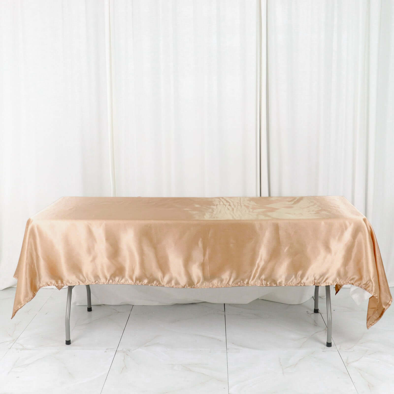 Gorgeous Nude Satin 60x102 Rectangular Tablecloth - Smooth & Lustrous