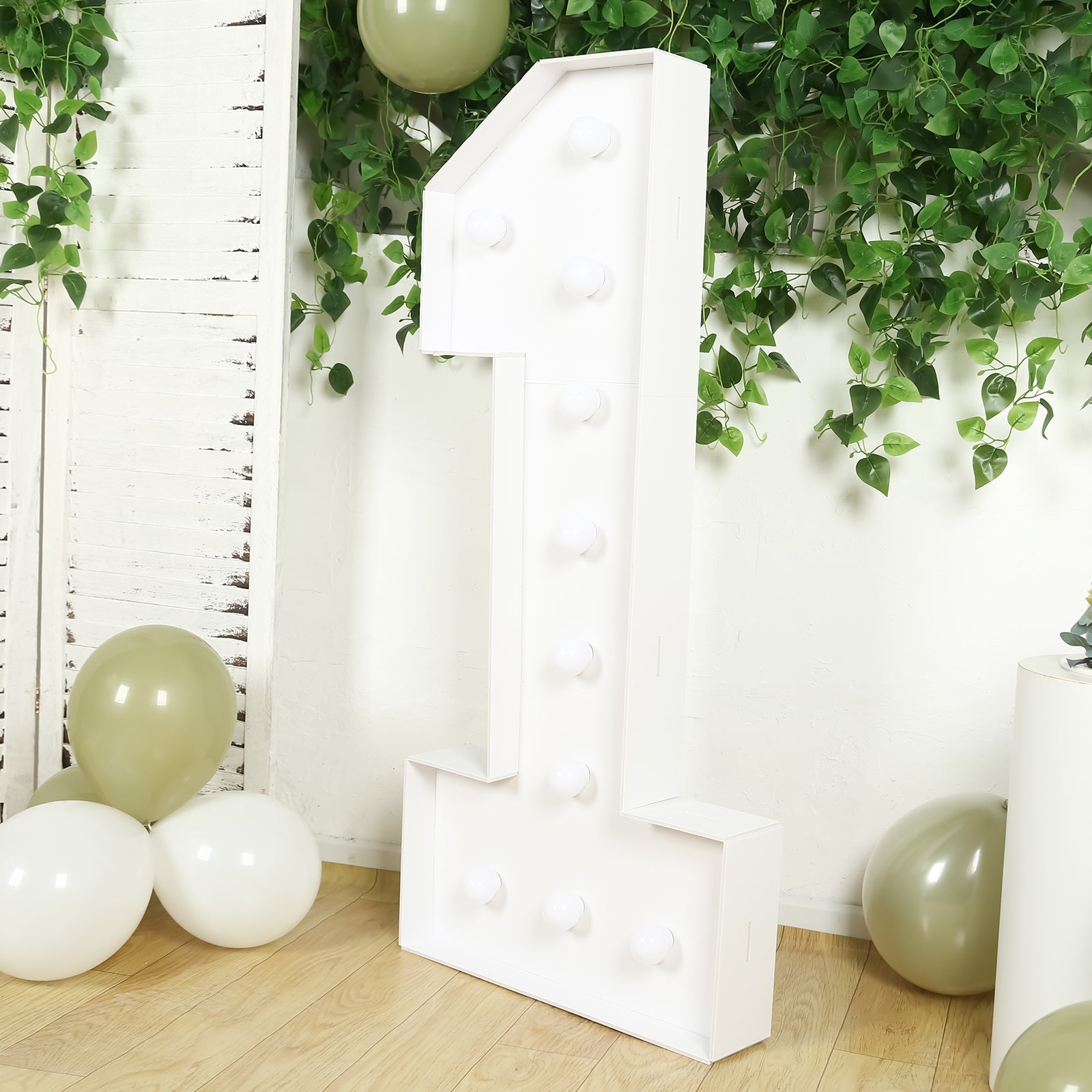 4ft White Giant LED Marquee Light Up Number 1 - Pre - Cut Foam Board with 10 Warm White Battery - Operated LEDs, Glue Gun & Sticks